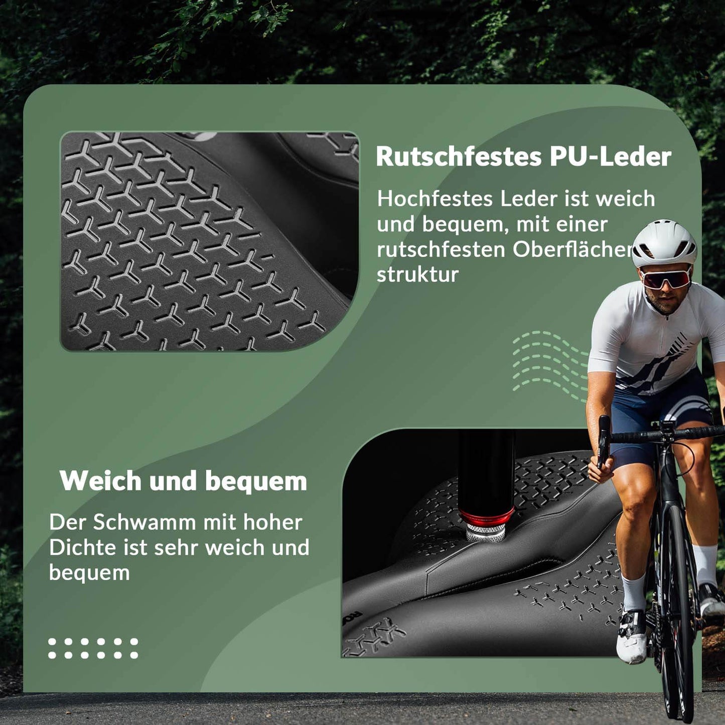 Comfortabel, hol, ergonomisch fietszadel met antislipfunctie, ROCKBROS