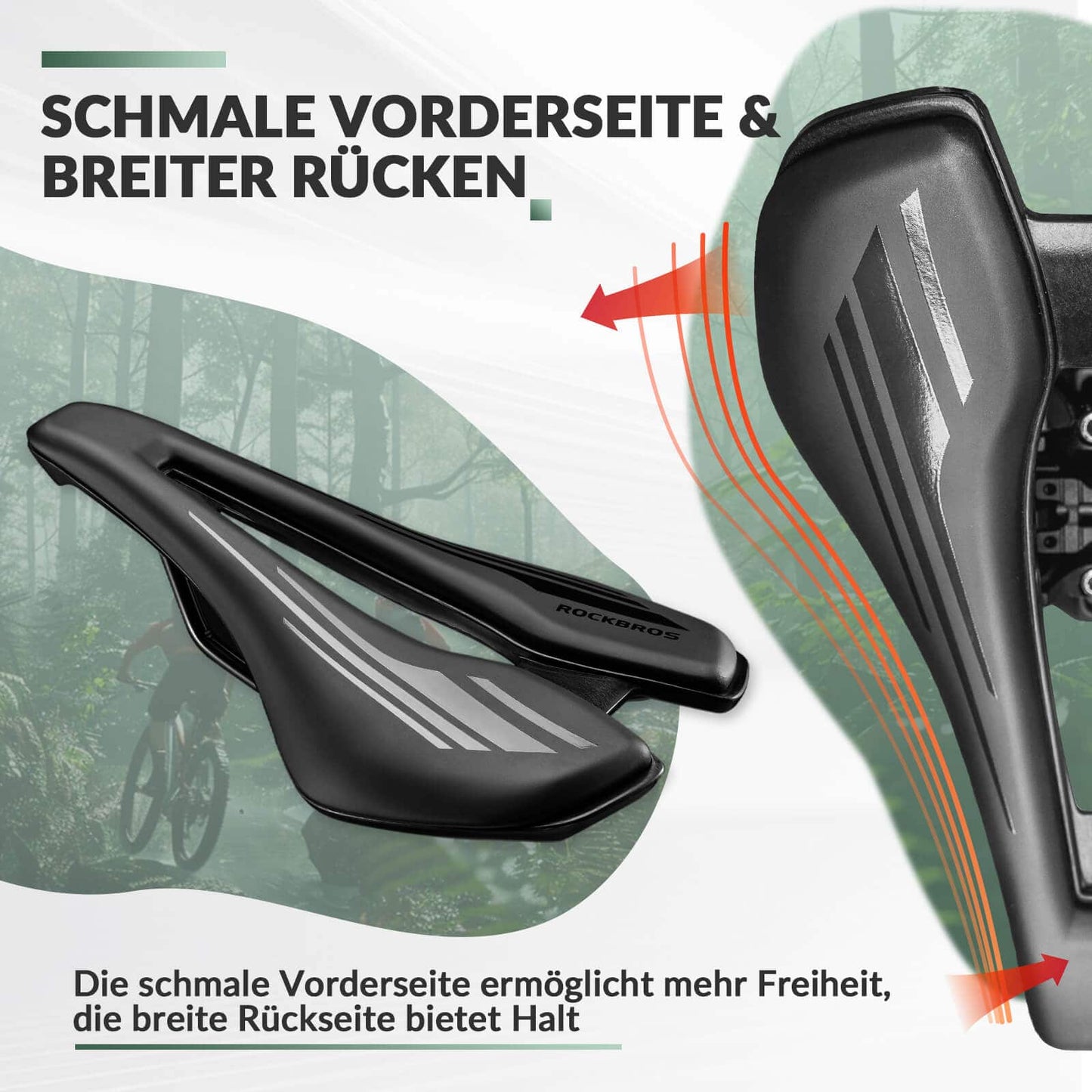 Ergonomisch fietszadel, ademend fietszadel, 14,5 * 25 cm, ROCKBROS
