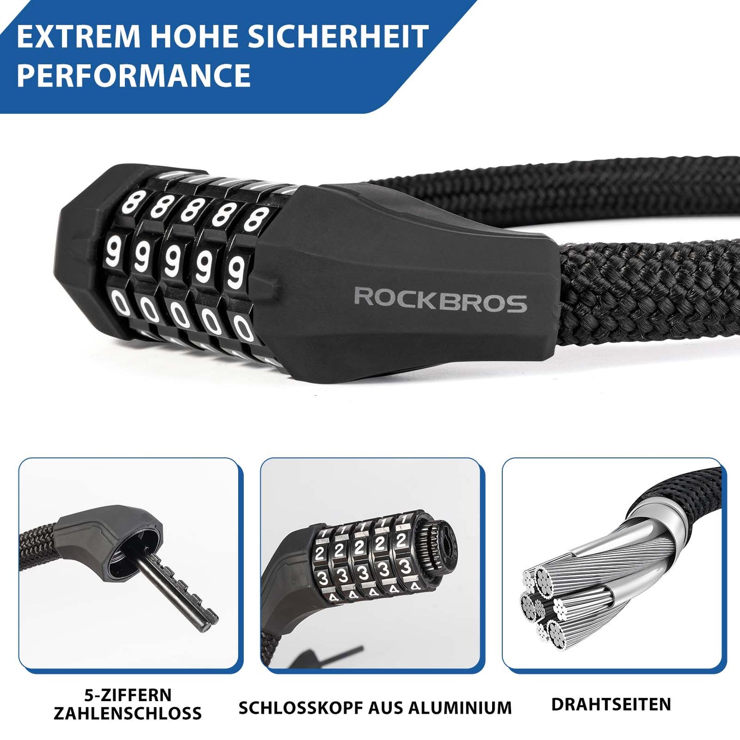 5-cijferig combinatieslot voor fietsen van ROCKBROS