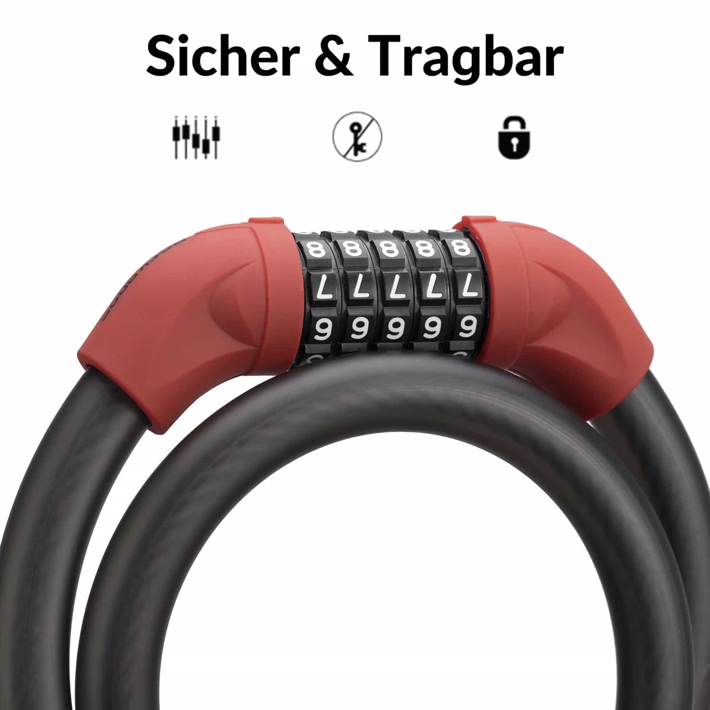 Fietsslot, kabelslot, cijferslot met 5-cijferige code, ROCKBROS