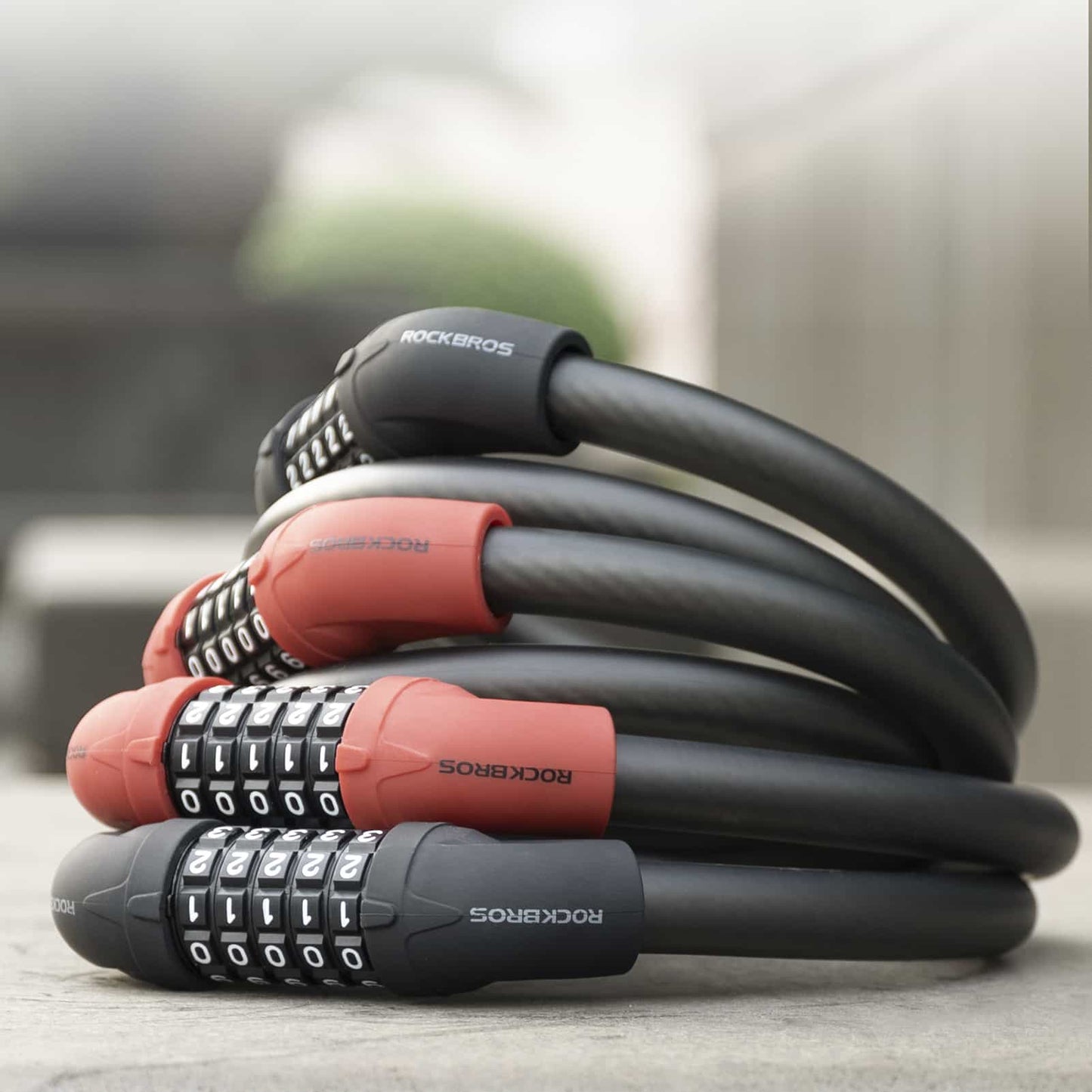 Fietsslot, kabelslot, cijferslot met 5-cijferige code, ROCKBROS