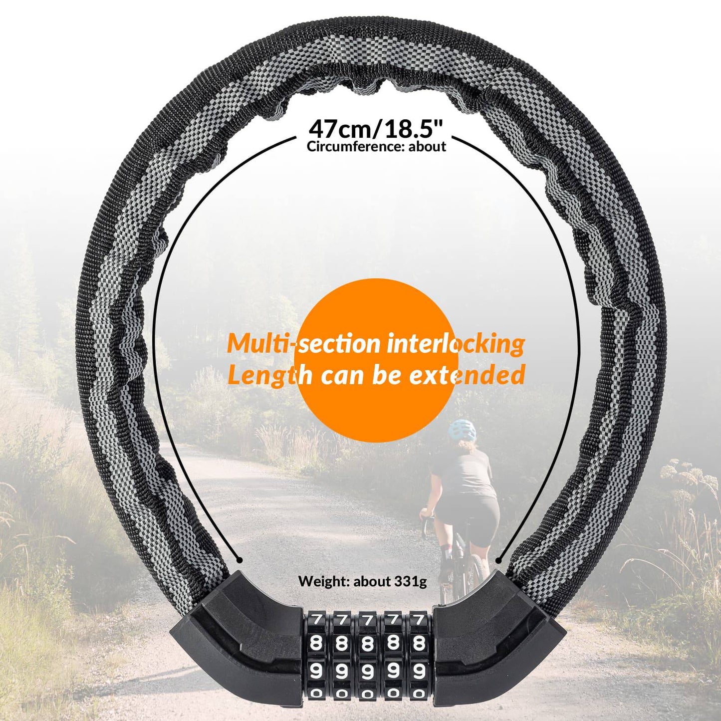 Fietsslot met cijferslot, 19 mm dik, ROCKBROS