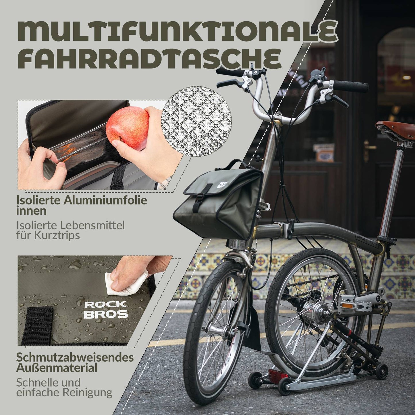 Fietstas, stuurtas, voortas met schouderriem, ROCKBROS