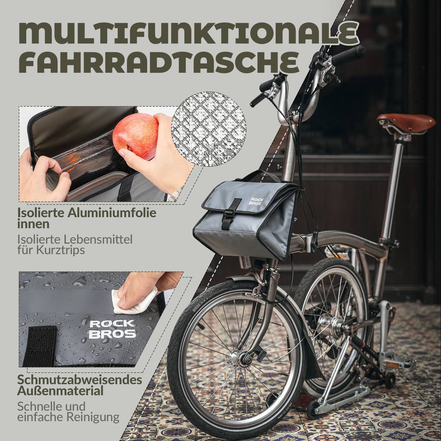 Fietstas, stuurtas, voortas met schouderriem, ROCKBROS