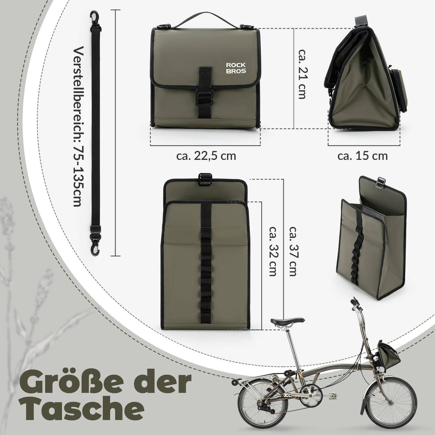 Fietstas, stuurtas, voortas met schouderriem, ROCKBROS