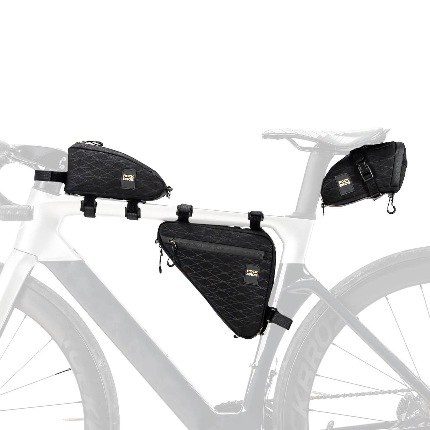 Fietstassenset: frametas*2 + zadeltas*1 met verstelbare schouderriem, 1,2 liter, ROCKBROS