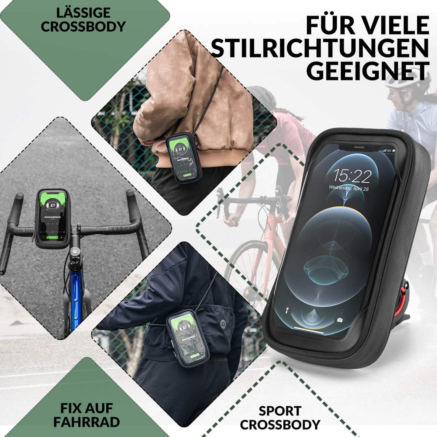 Waterdichte fietstas, draaibaar vak voor mobiele telefoons van 4,7-6 inch, ROCKBROS