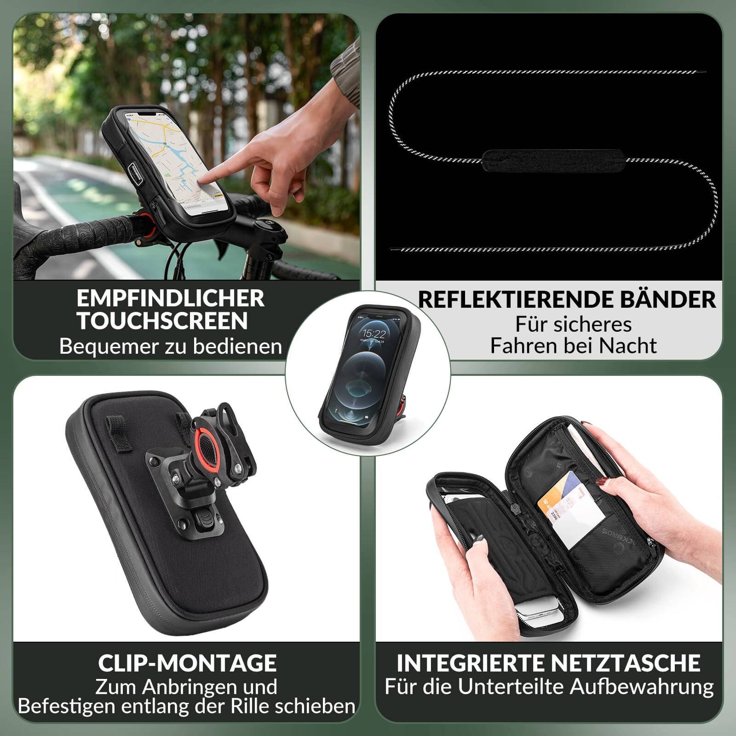 Waterdichte fietstas, draaibaar vak voor mobiele telefoons van 4,7-6 inch, ROCKBROS