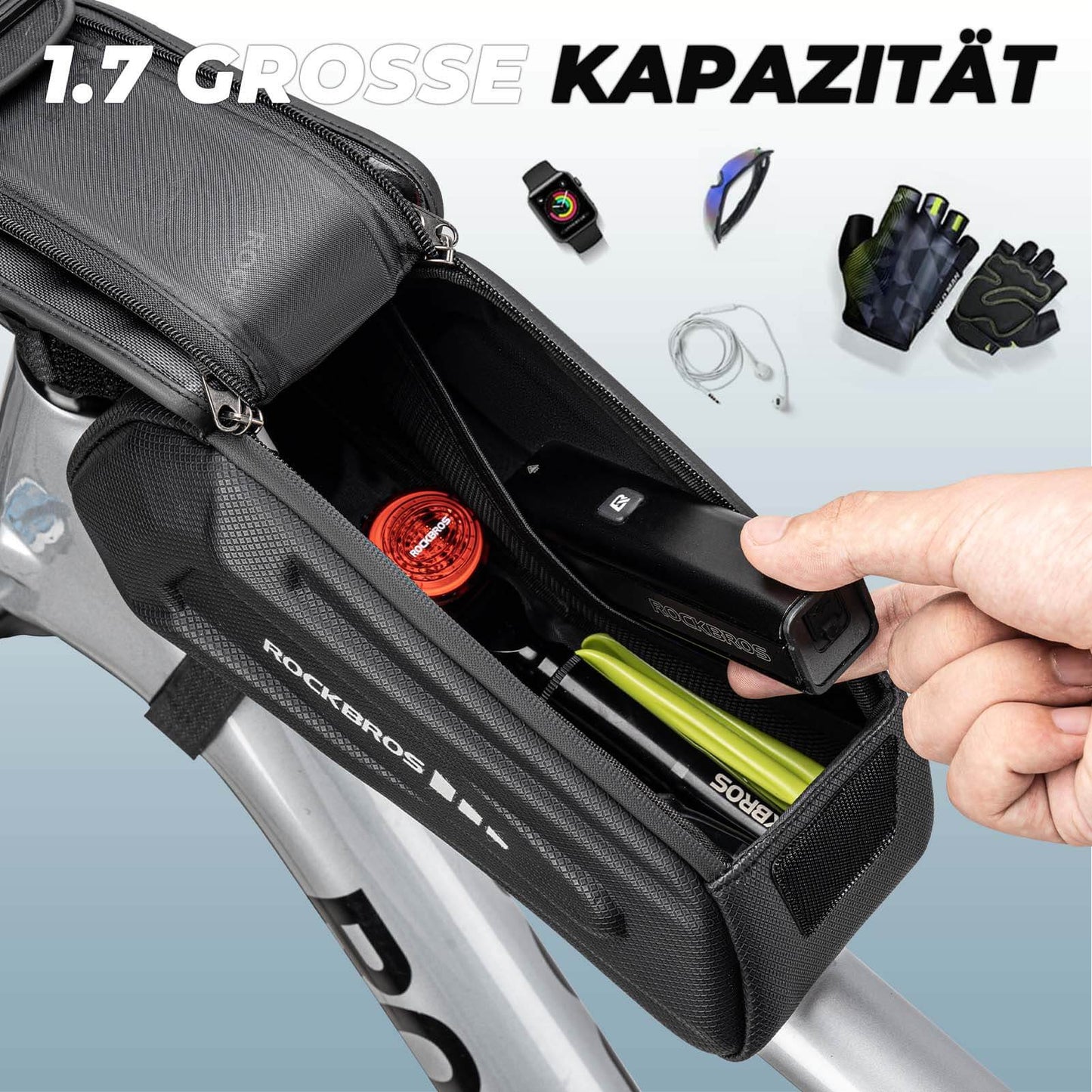 Waterdichte fietstas, telefoonhoesje voor smartphones met 6,8 inch touchscreen, ROCKBROS