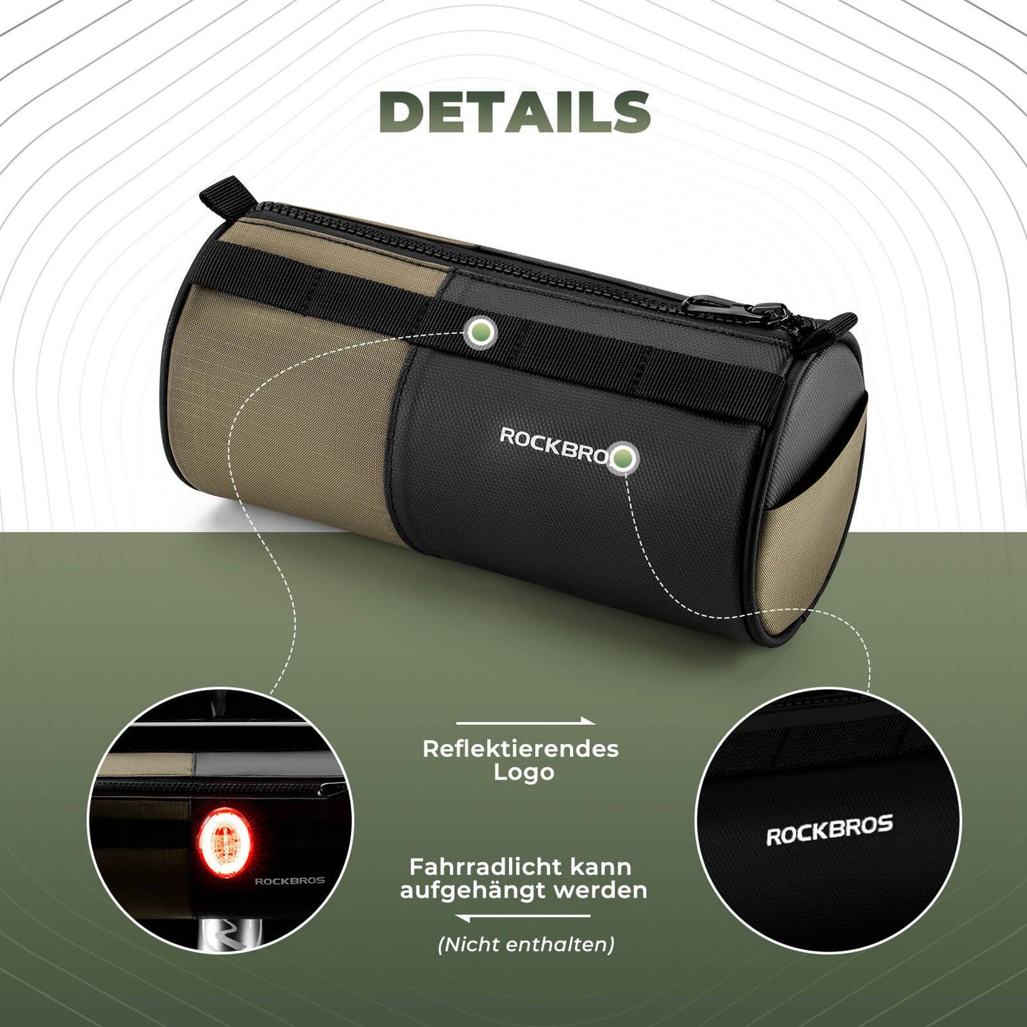 ROCKBROS cilindervormige stuurtas, 1,7 liter, met schouderriem