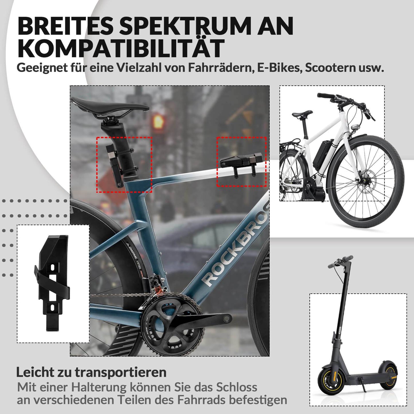 Opvouwbaar fietsslot met beugel ROCKBROS