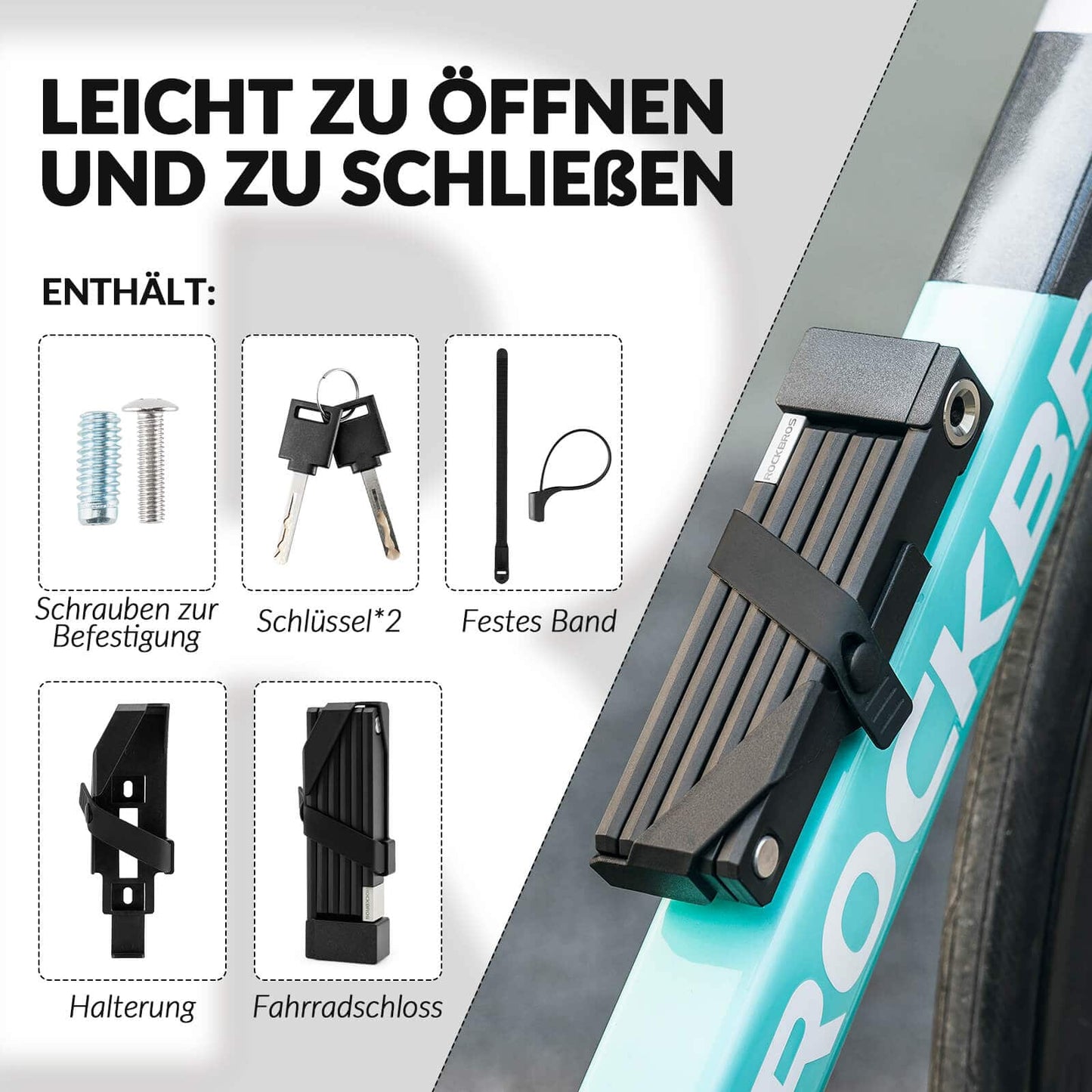 Opvouwbaar fietsslot met beugel ROCKBROS