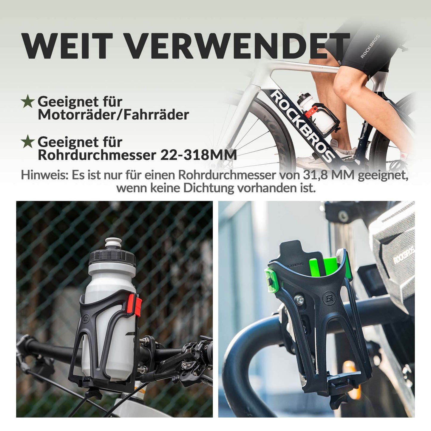 Verstelbare bidonhouder voor fietsen, 360¡ã draaibaar, ROCKBROS
