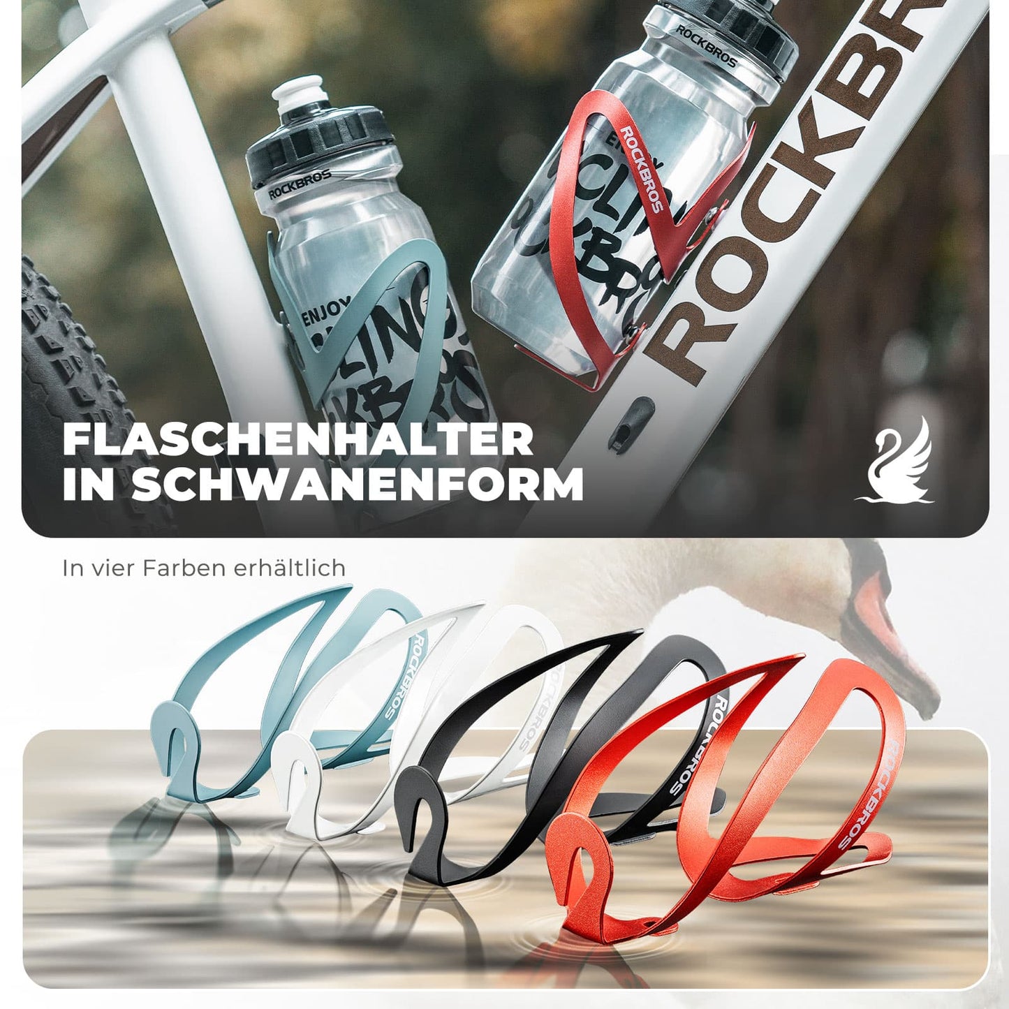 Flessenhouder, fietsaccessoire, lichtgewicht bidonhouder, bevestiging voor de fiets, ROCKBROS