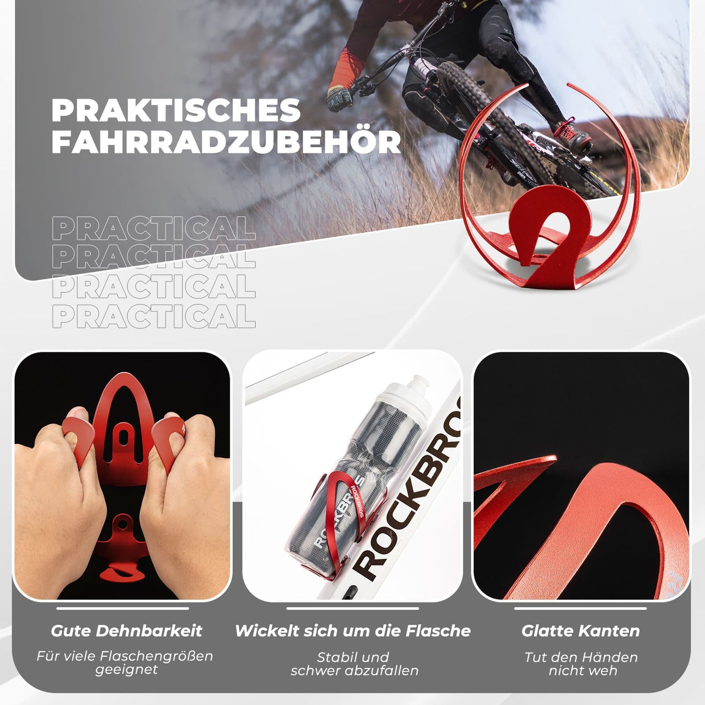 Flessenhouder, fietsaccessoire, lichtgewicht bidonhouder, bevestiging voor de fiets, ROCKBROS