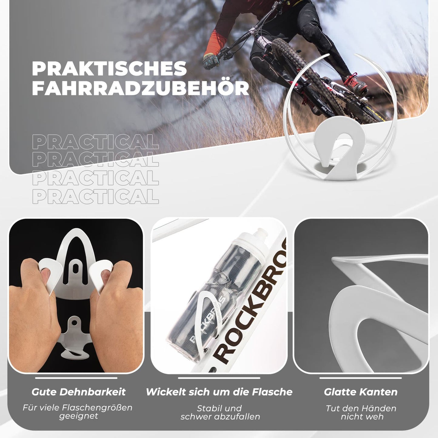 Flessenhouder, fietsaccessoire, lichtgewicht bidonhouder, bevestiging voor de fiets, ROCKBROS
