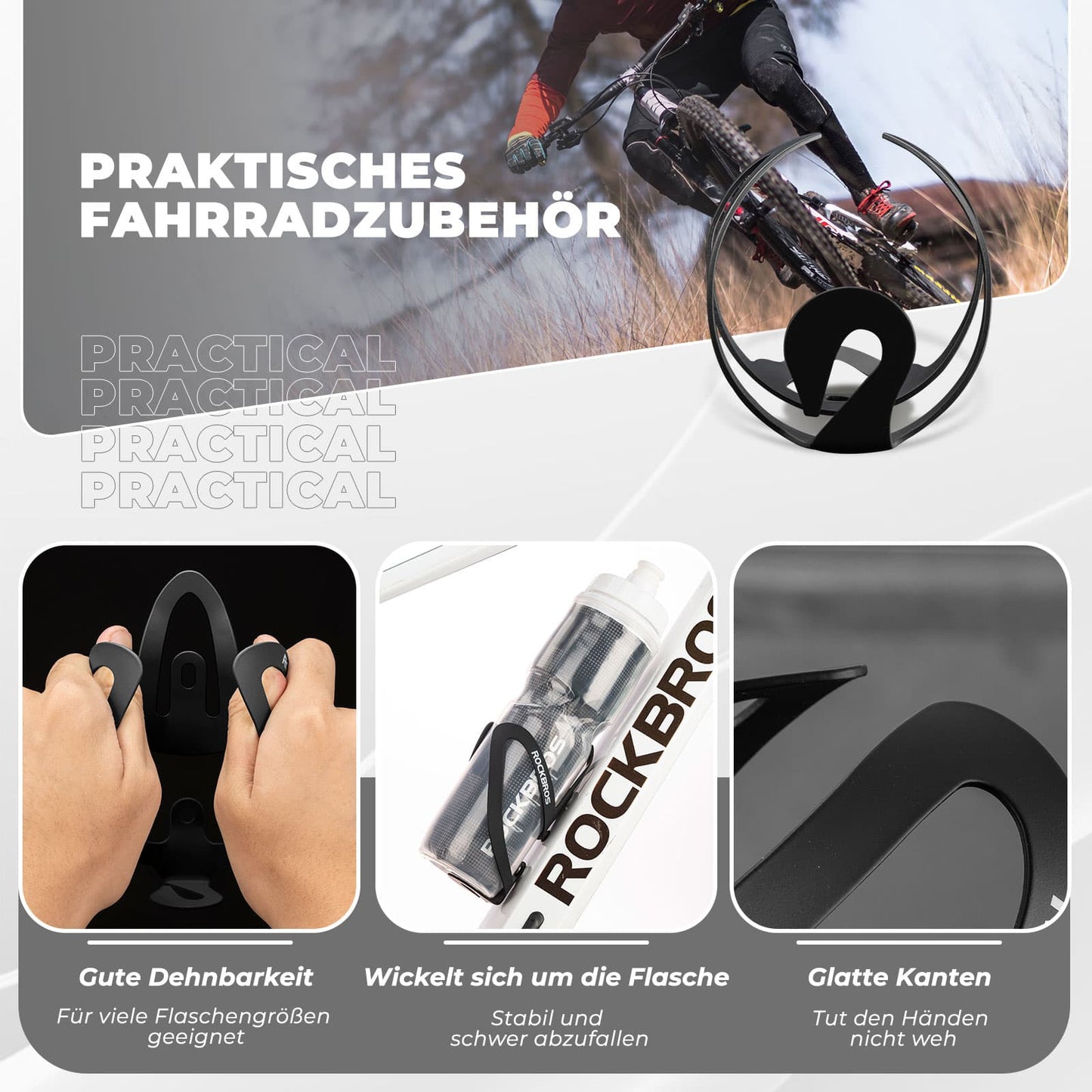 Flessenhouder, fietsaccessoire, lichtgewicht bidonhouder, bevestiging voor de fiets, ROCKBROS