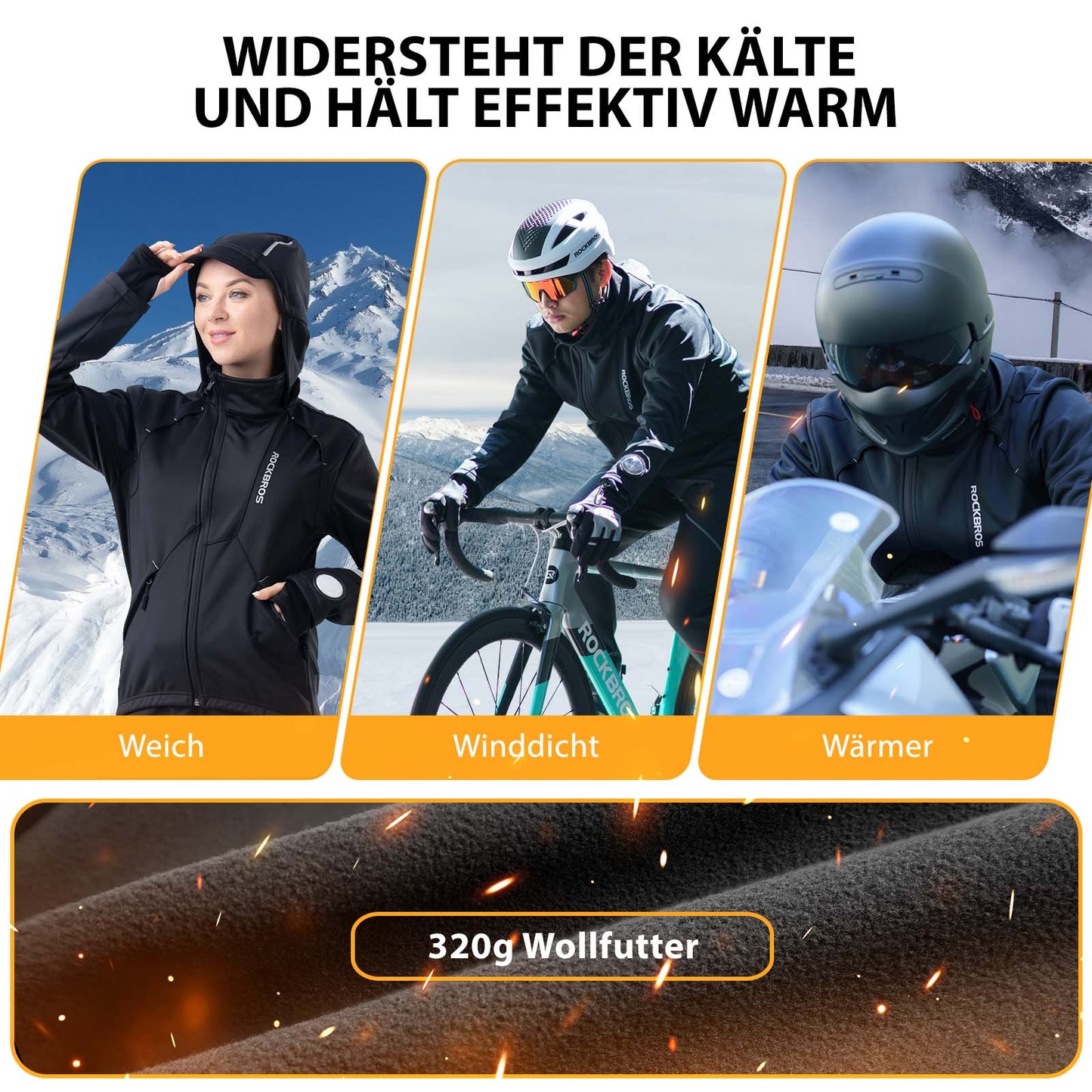 Winterfietsjas, winddicht ¨C met TPU-touchscreenbediening, ROCKBROS