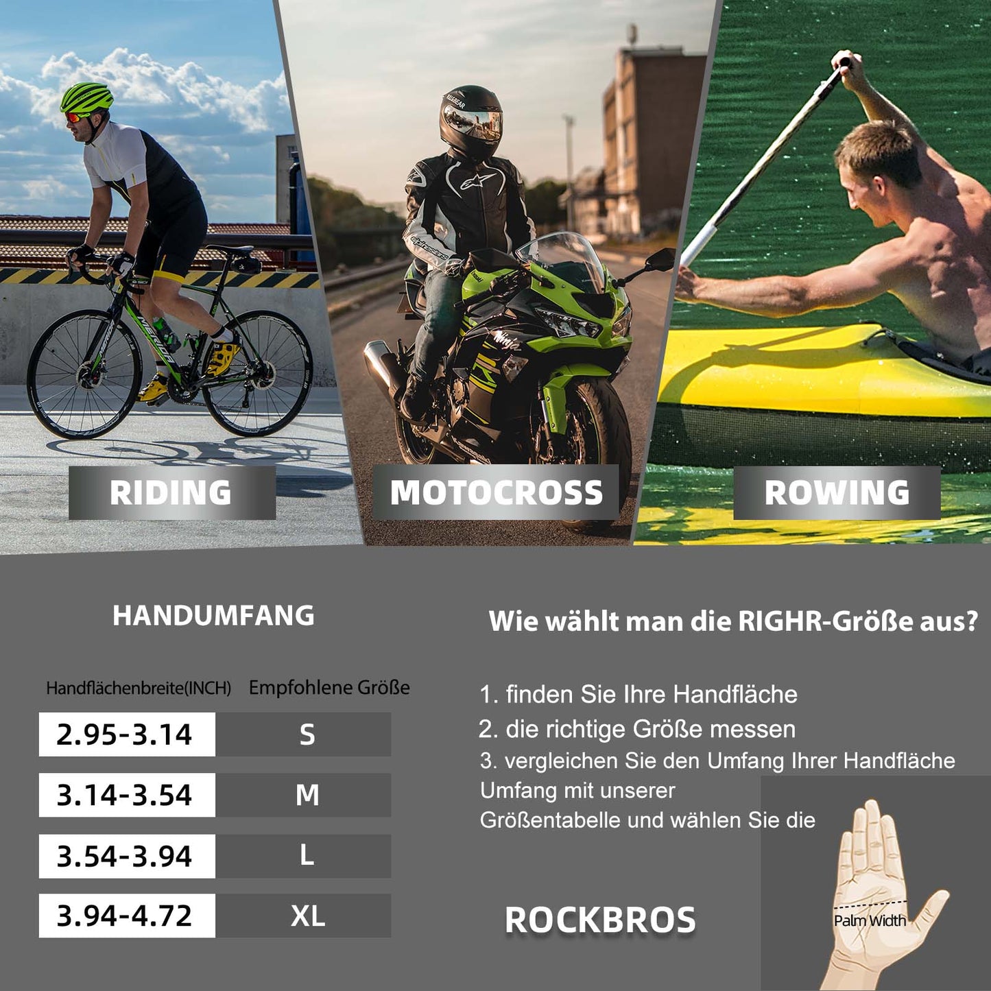 Rockbros antislip fietshandschoenen met gelpatroon en halve vingers.
