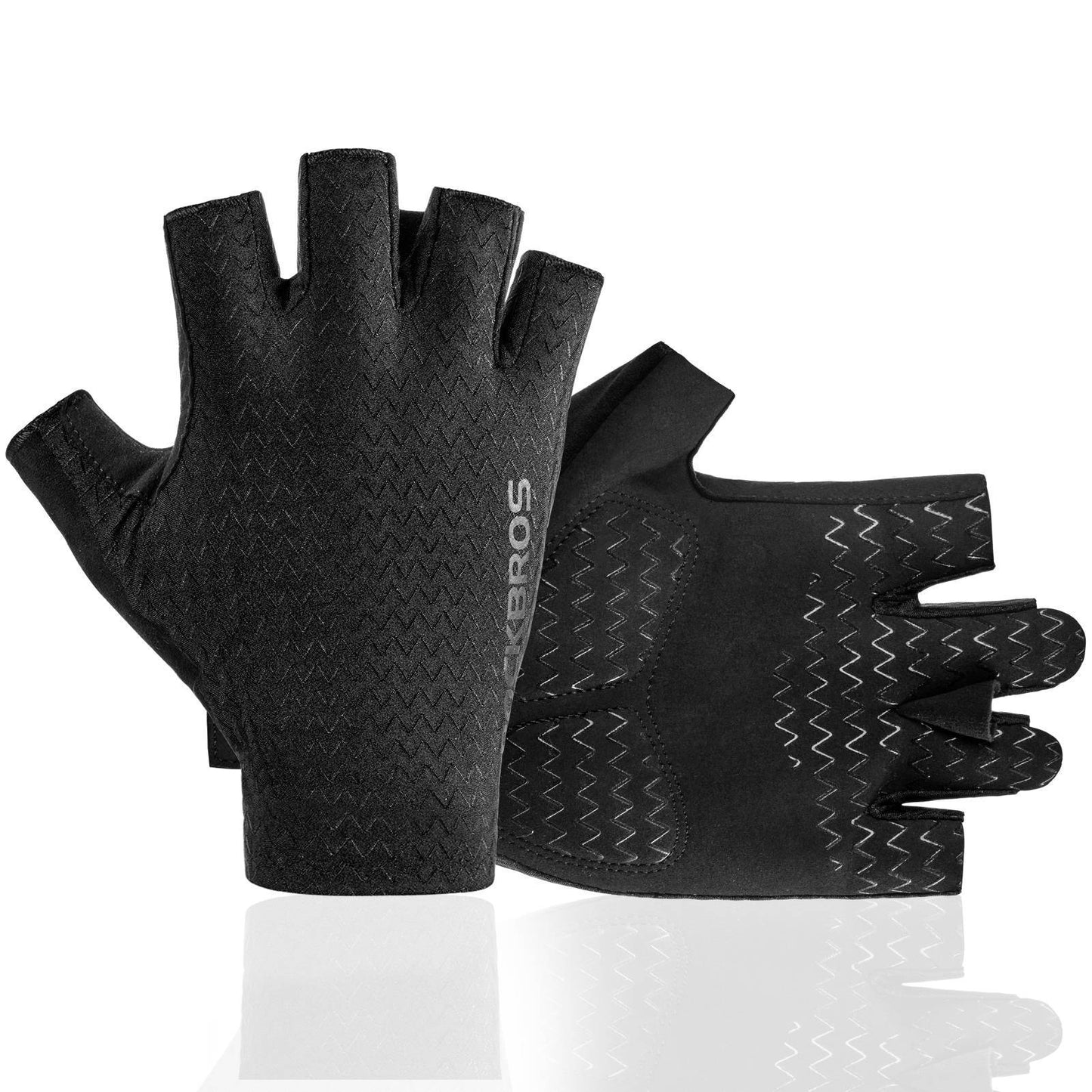 Rockbros antislip fietshandschoenen met gelpatroon en halve vingers.