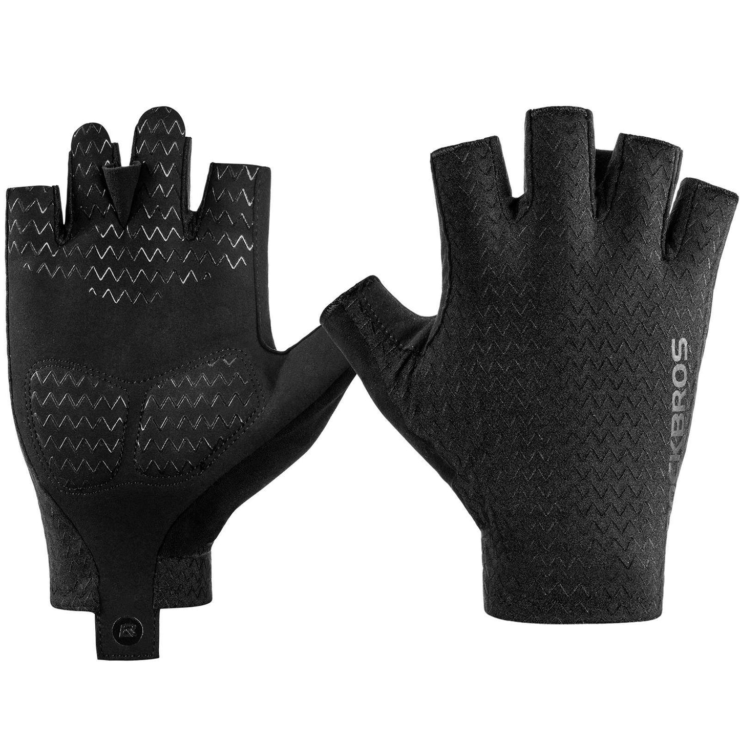 Rockbros antislip fietshandschoenen met gelpatroon en halve vingers.