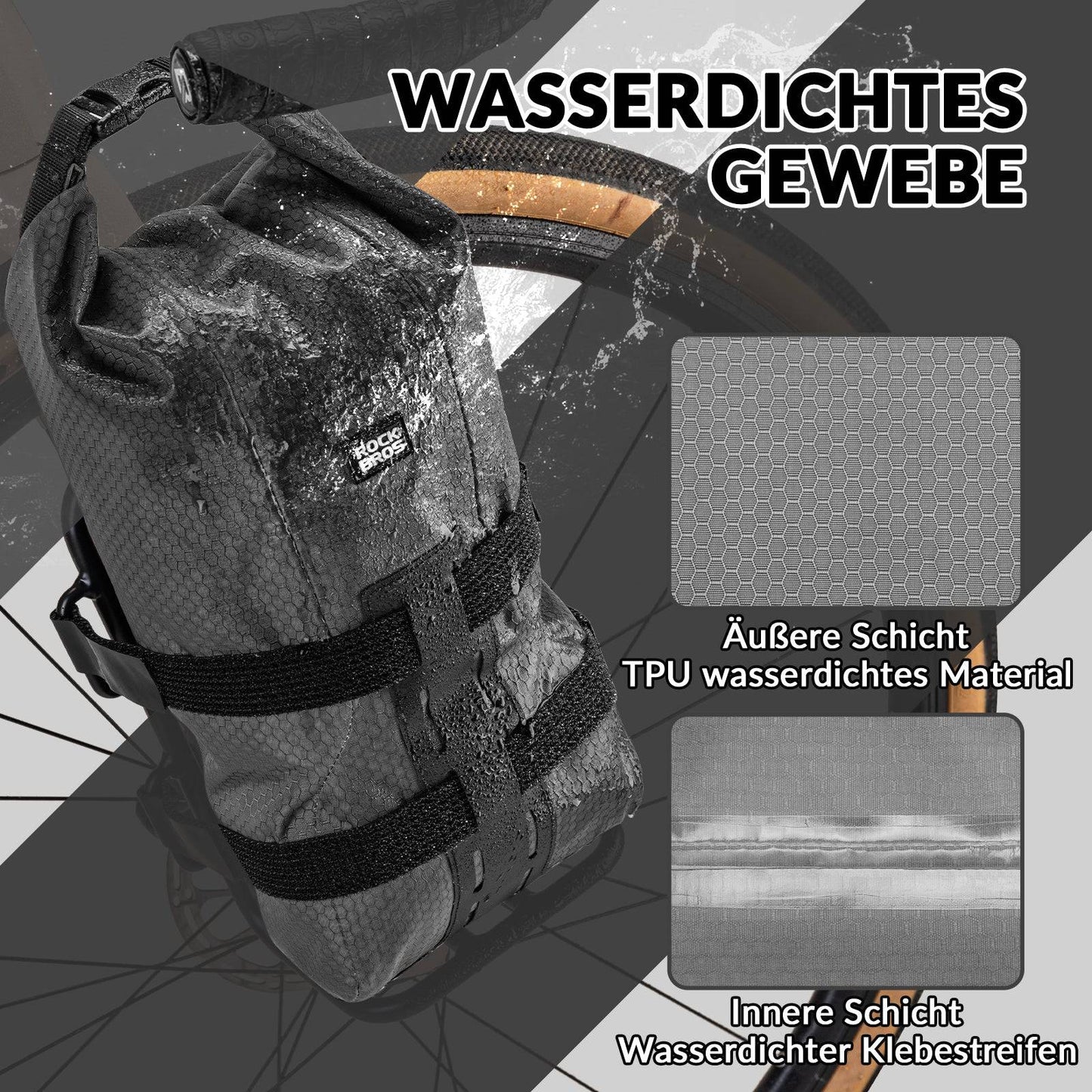 Fietstas voor voorvork, 2,7 liter, waterdicht, ROCKBROS
