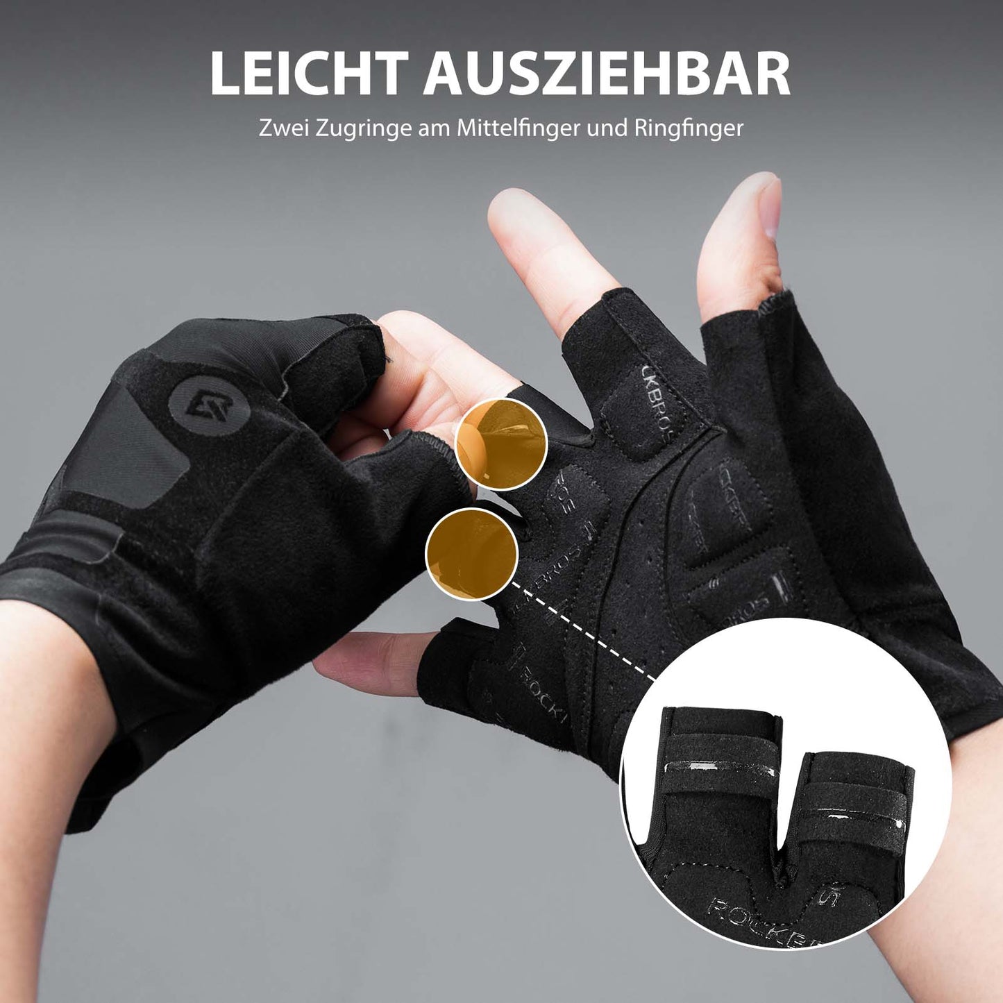 Schokabsorberende en antislip unisex fietshandschoenen met halve vingers van ROCKBROS