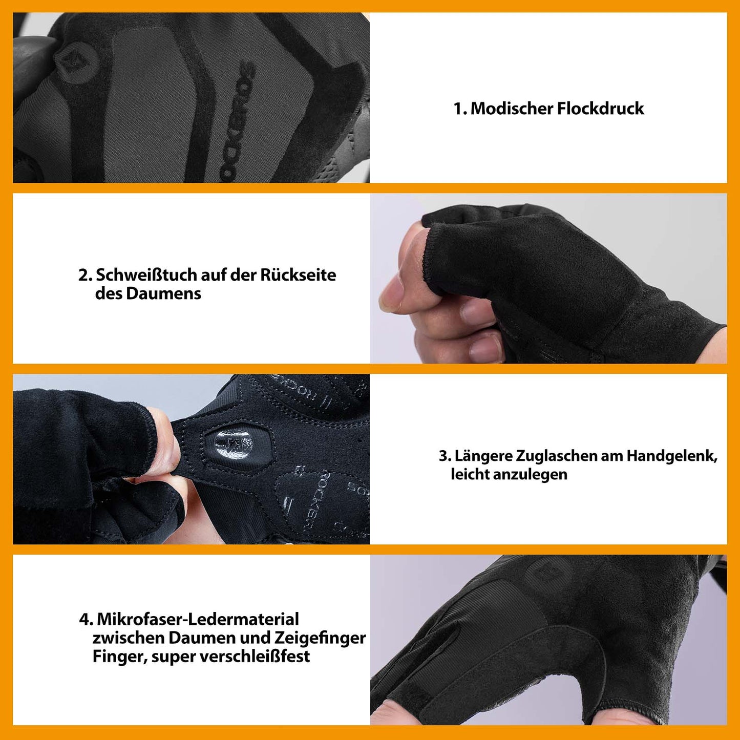 Schokabsorberende en antislip unisex fietshandschoenen met halve vingers van ROCKBROS