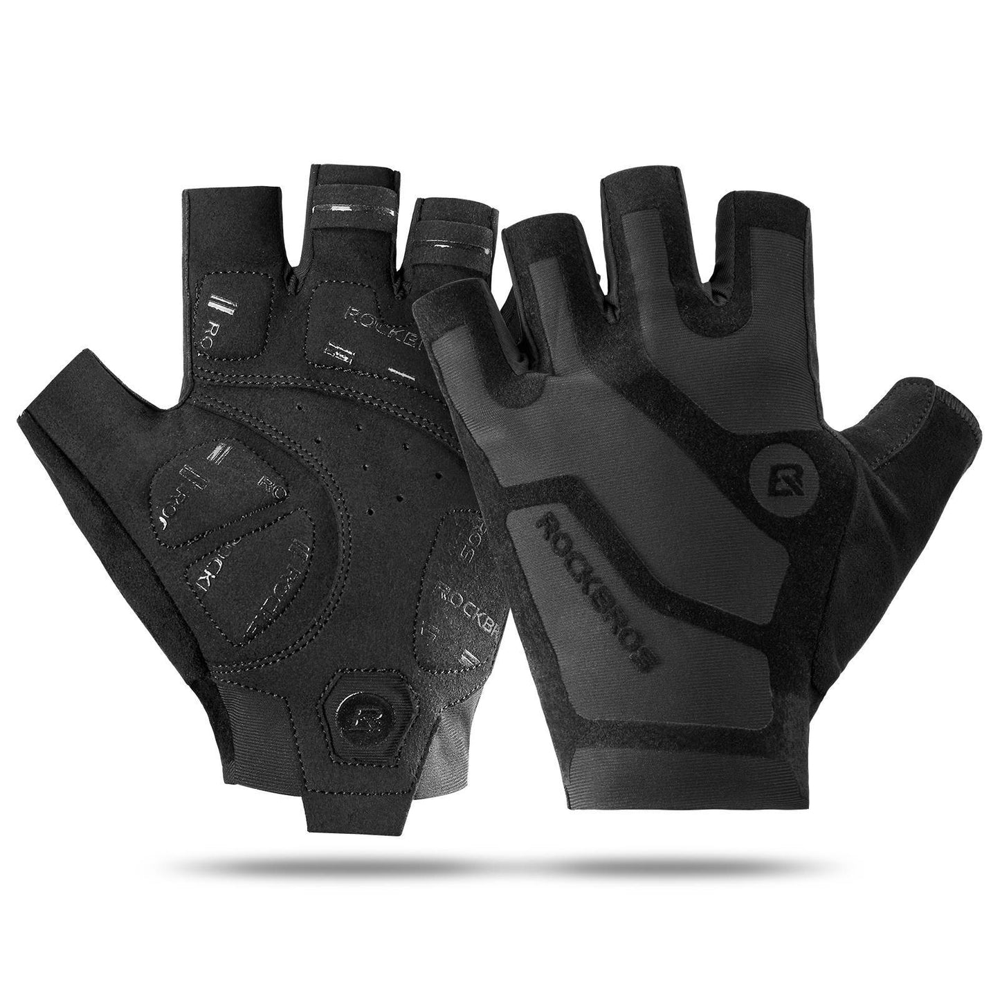 Schokabsorberende en antislip unisex fietshandschoenen met halve vingers van ROCKBROS