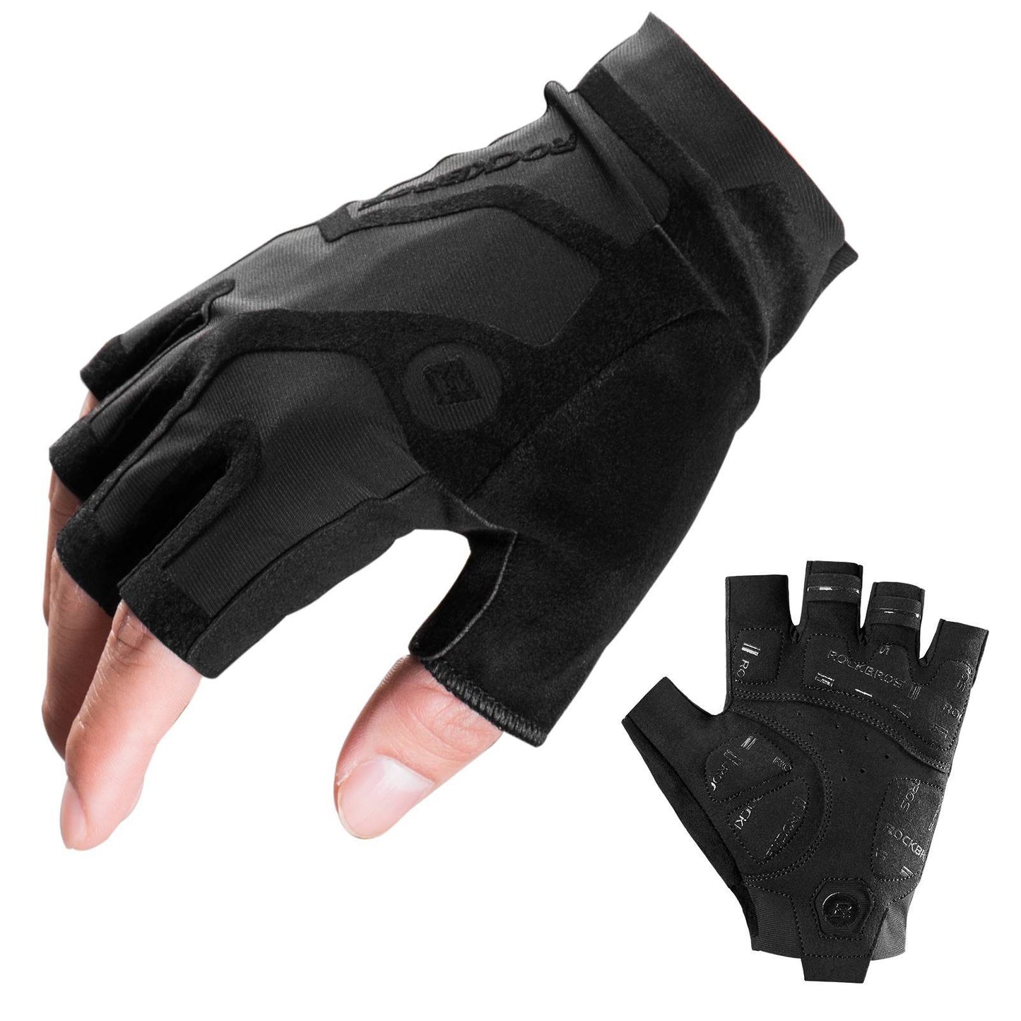 Schokabsorberende en antislip unisex fietshandschoenen met halve vingers van ROCKBROS