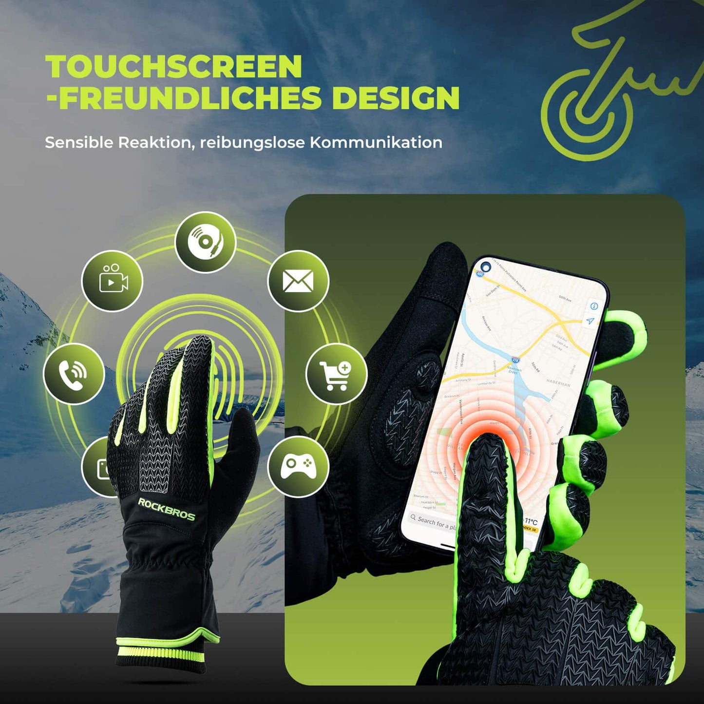 Fietshandschoenen, touchscreen handschoenen, Thinsulate skihandschoenen, ROCKBROS