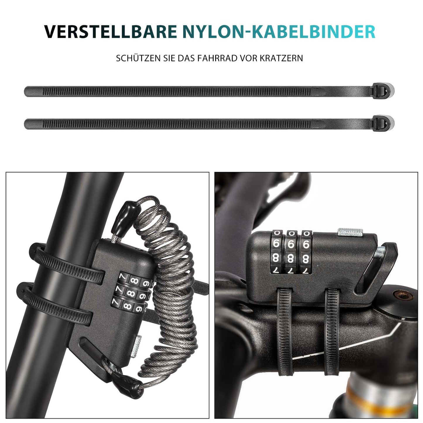 Helmslot 150 cm 3-cijferig combinatieslot ROCKBROS