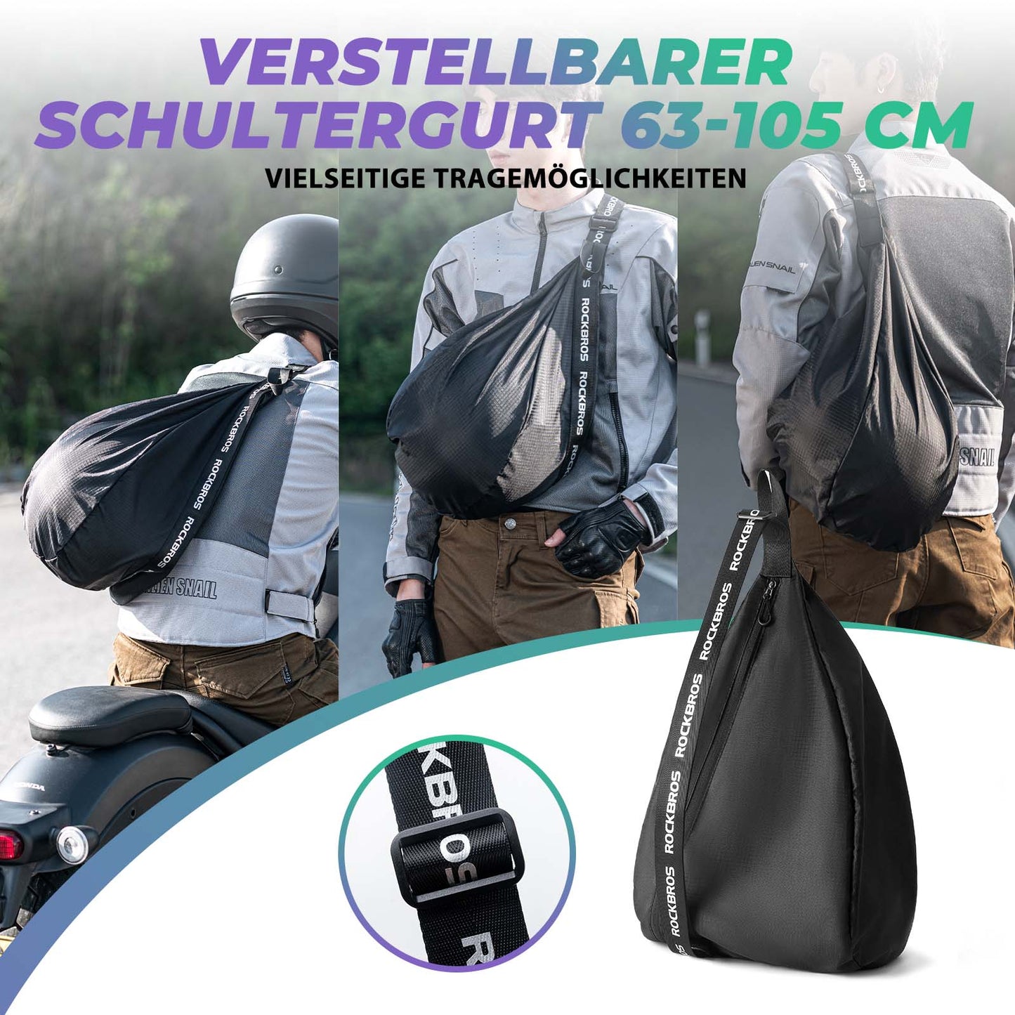 Motorhelmtas, verstelbare schouderriem, ROCKBROS
