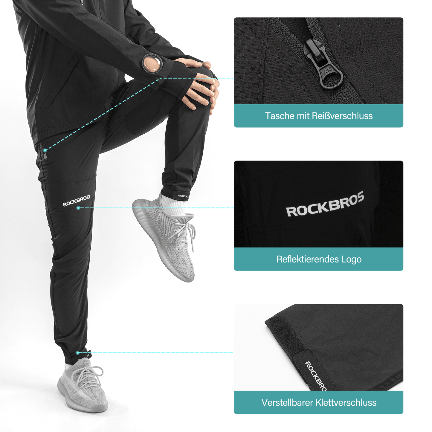 Ademend fietspak van softshell voor heren, bestaande uit jas en broek, van ROCKBROS.