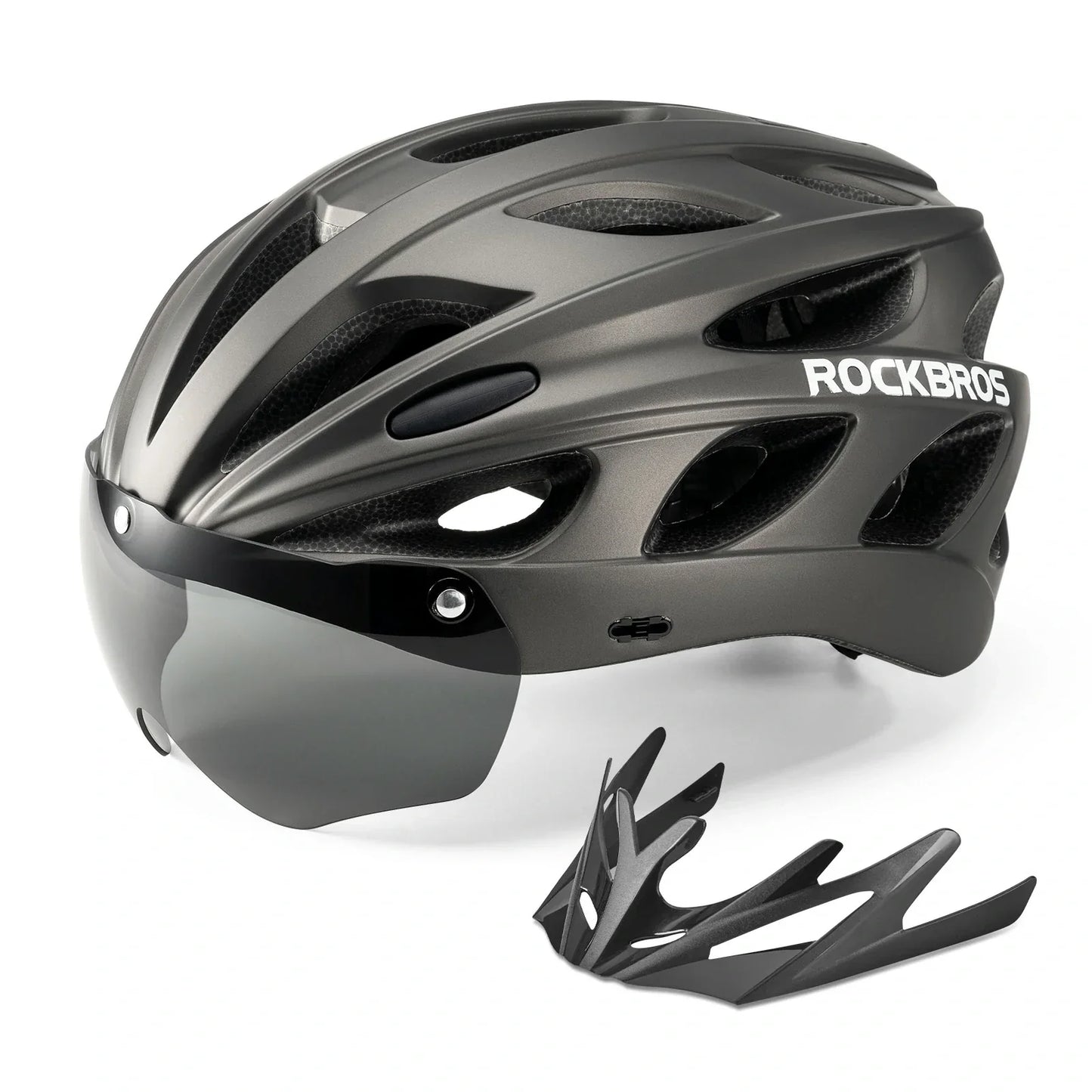 Kinderfietshelm met ge?ntegreerde, afneembare magnetische bril en vizier ROCKBROS