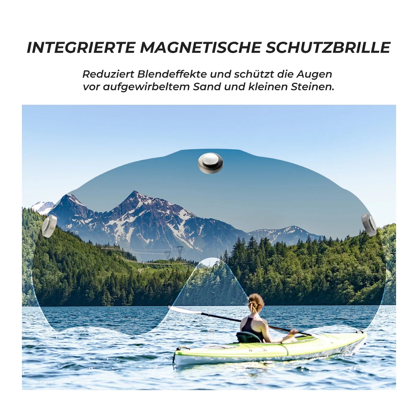 Kinderfietshelm met ge?ntegreerde, afneembare magnetische bril en vizier ROCKBROS