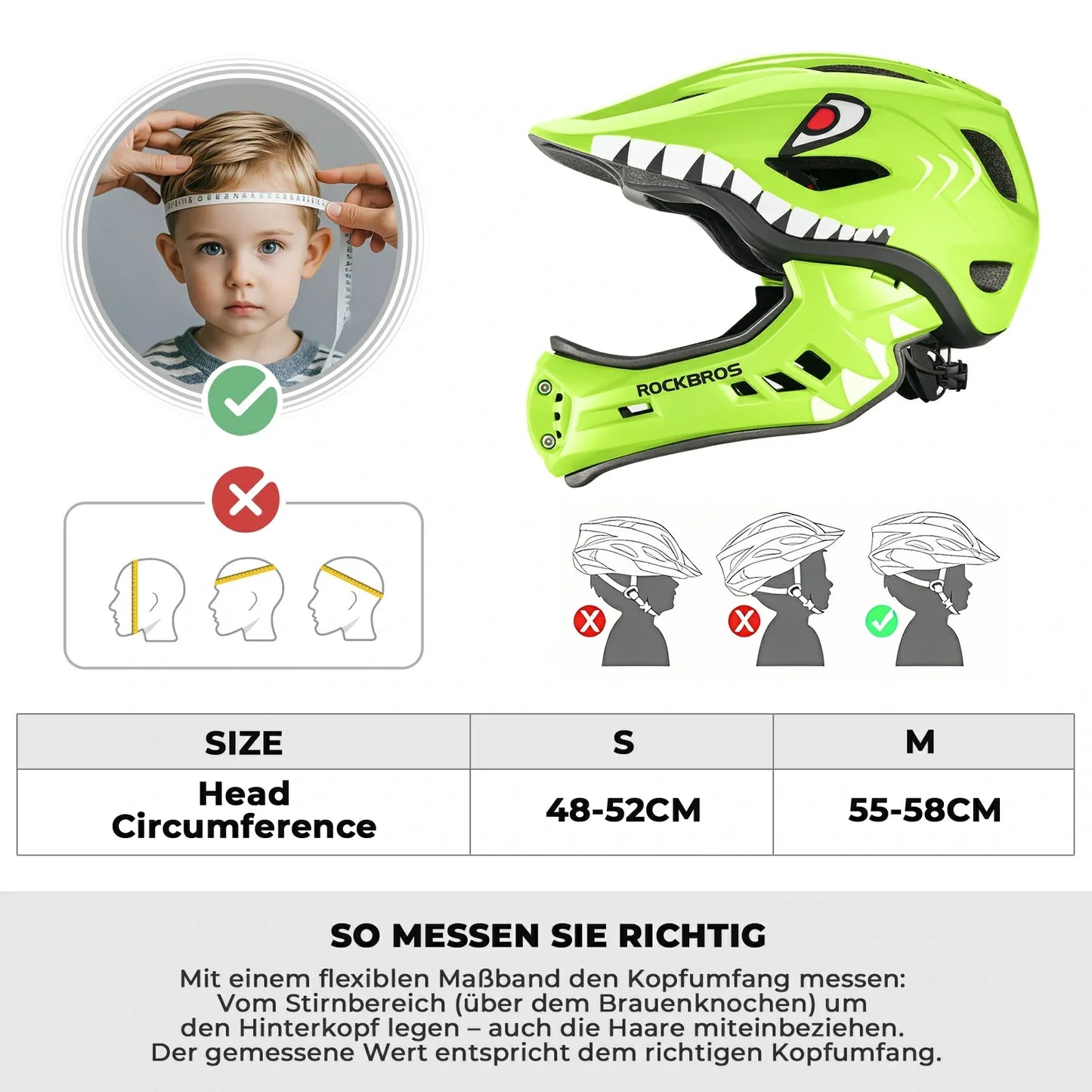 Kinderhelm met cartoonprint en afneembare kinbescherming, model ROCKBROS