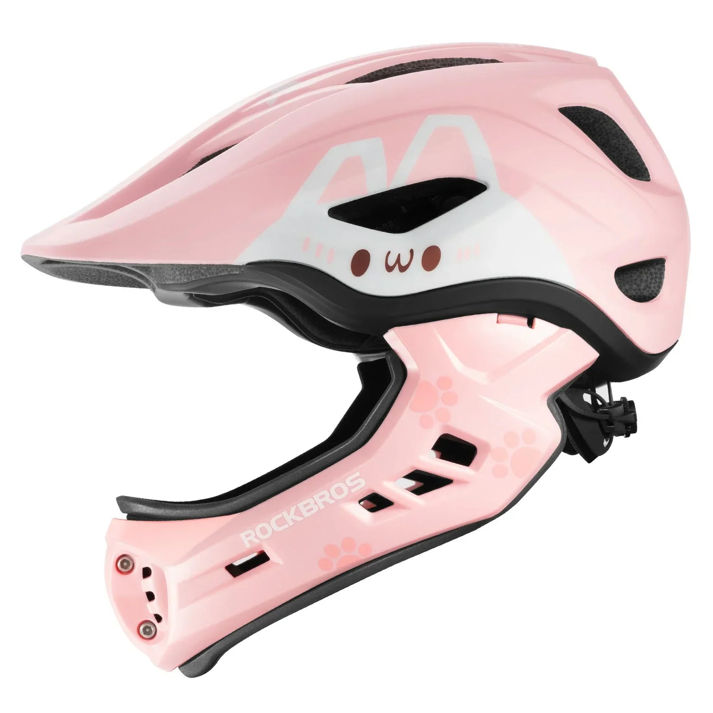 Kinderhelm met cartoonprint en afneembare kinbescherming, model ROCKBROS
