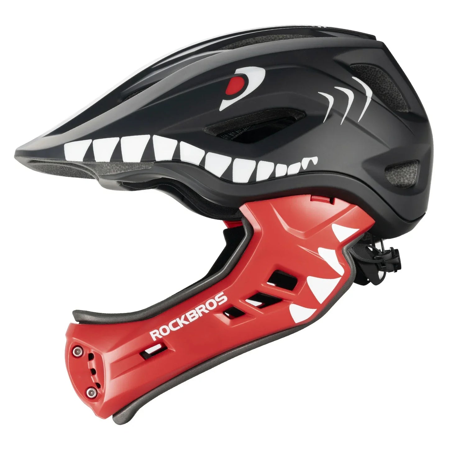 Kinderhelm met cartoonprint en afneembare kinbescherming, model ROCKBROS