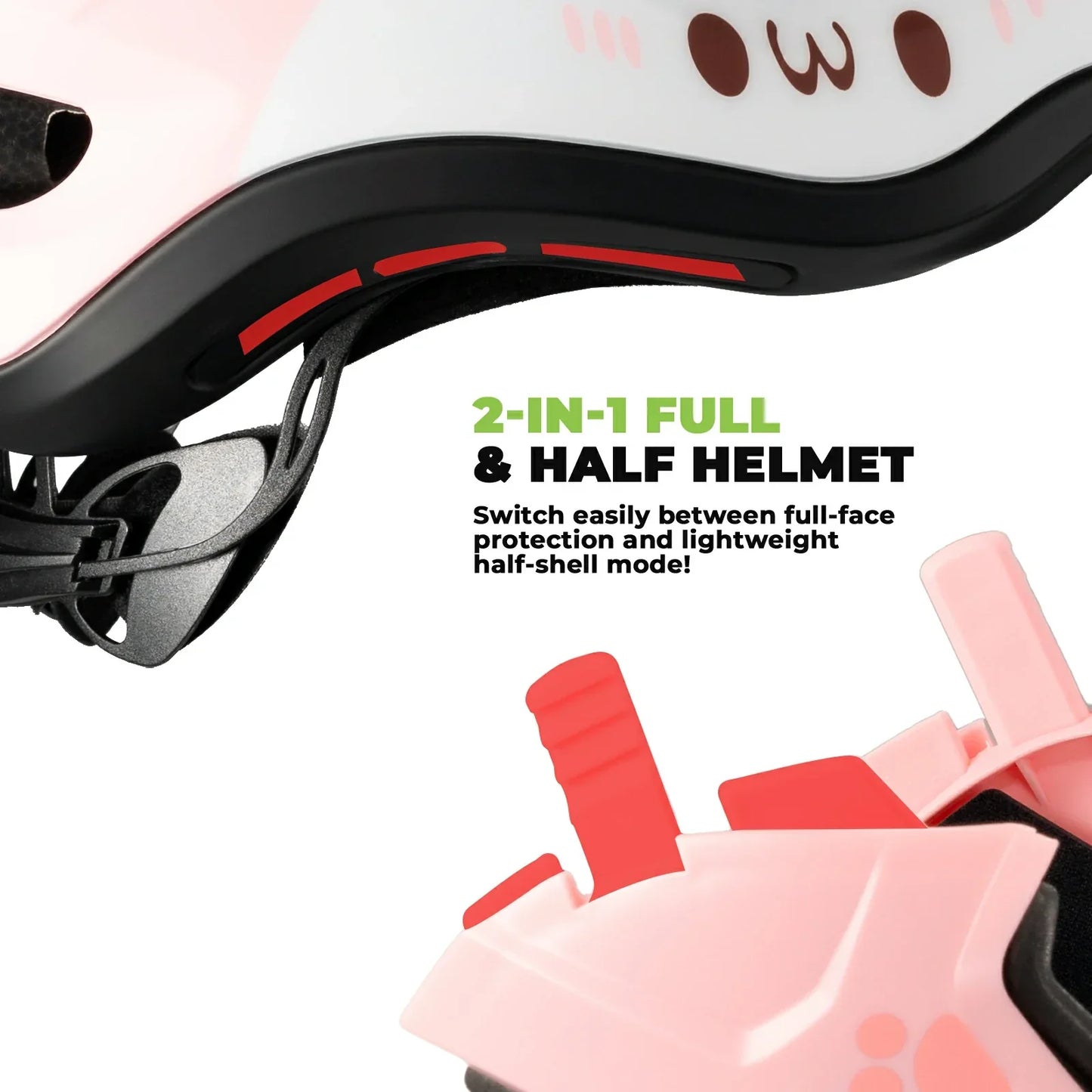 Kinderhelm met cartoonprint en afneembare kinbescherming, model ROCKBROS