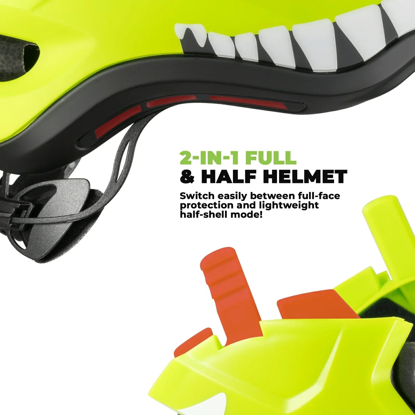 Kinderhelm met cartoonprint en afneembare kinbescherming, model ROCKBROS