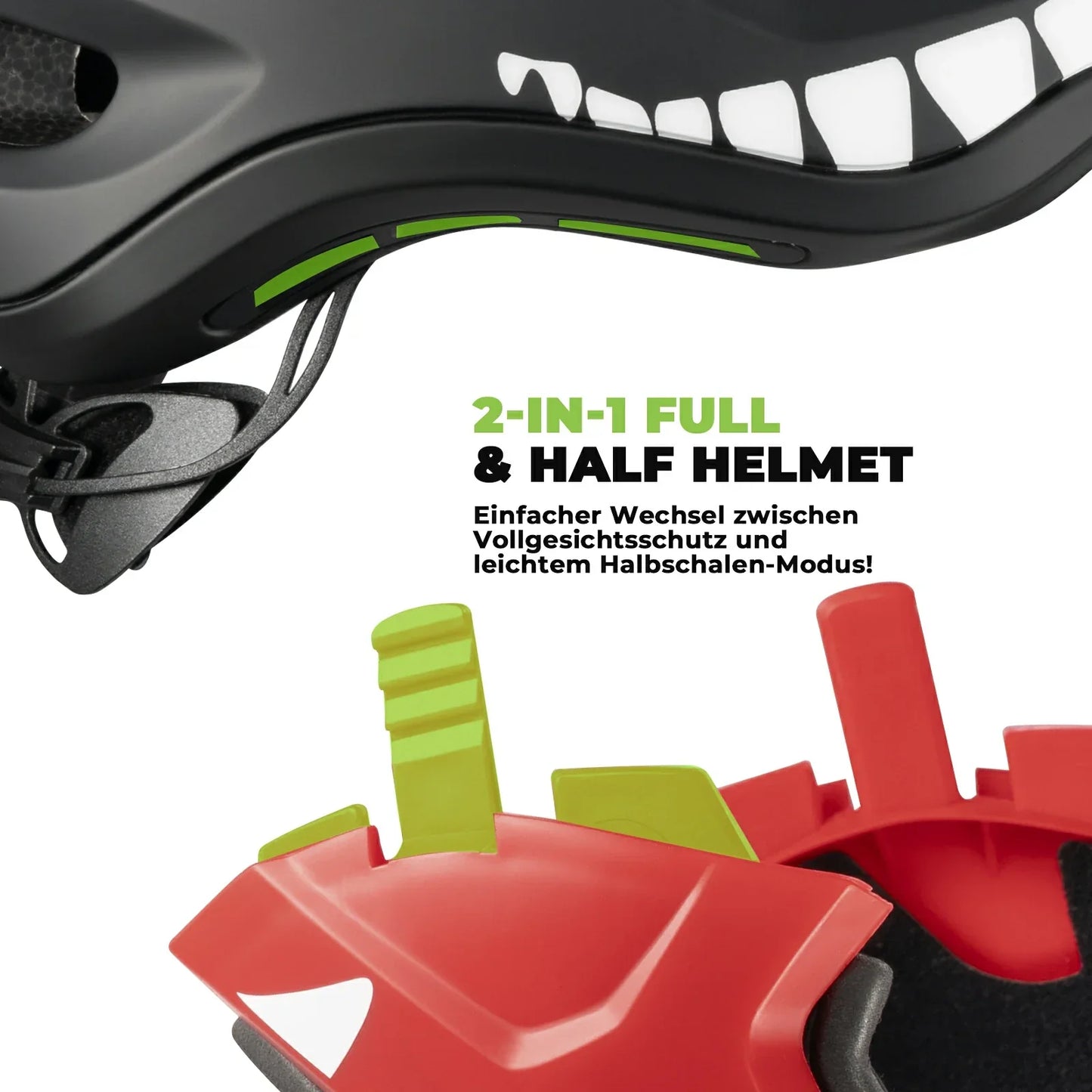 Kinderhelm met cartoonprint en afneembare kinbescherming, model ROCKBROS