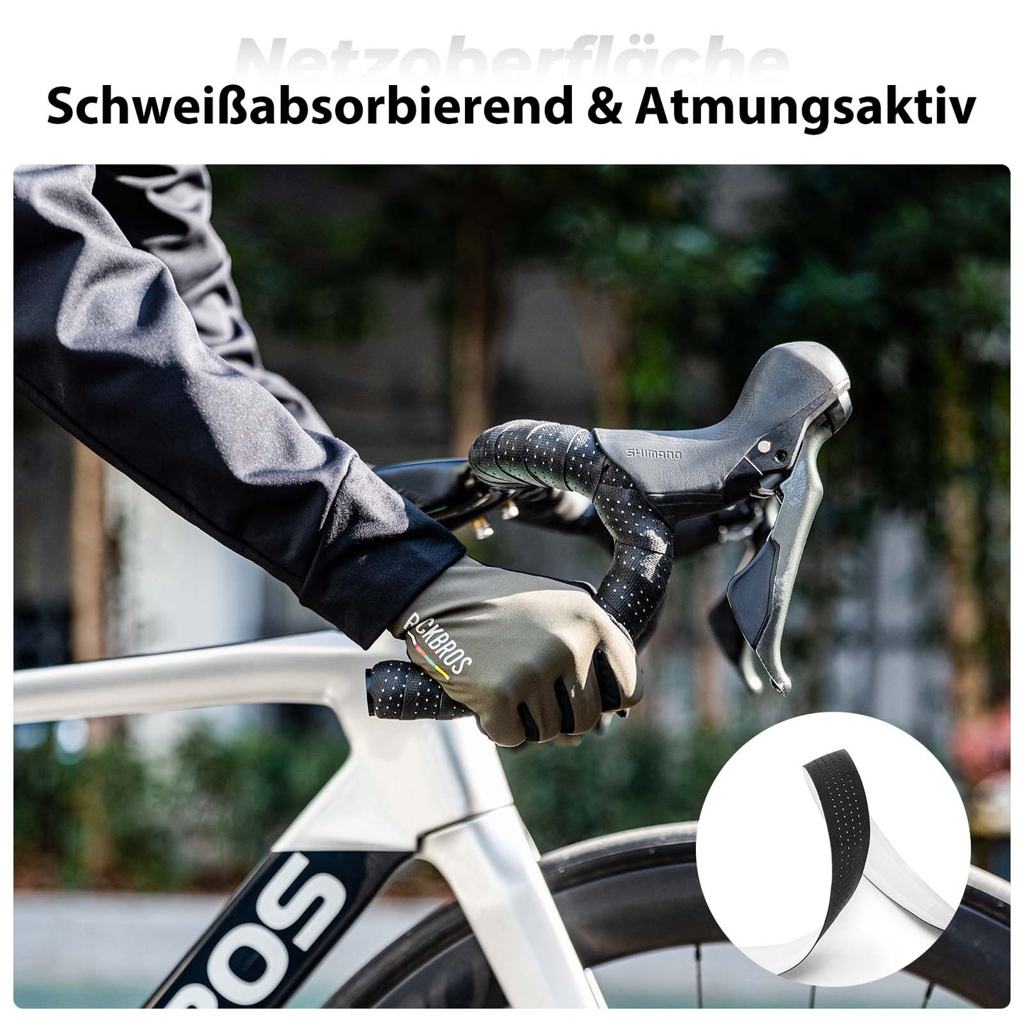 Stuurlint voor racefietsen, antislip, schokabsorberend, 2 rollen, ROCKBROS
