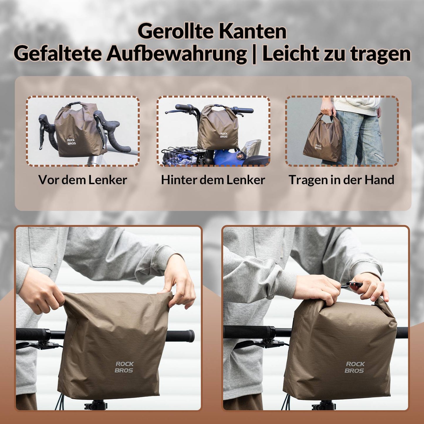 Stuurtas, waterdichte fietsmand, voortas, verstelbaar 2,5L-4L, ROCKBROS