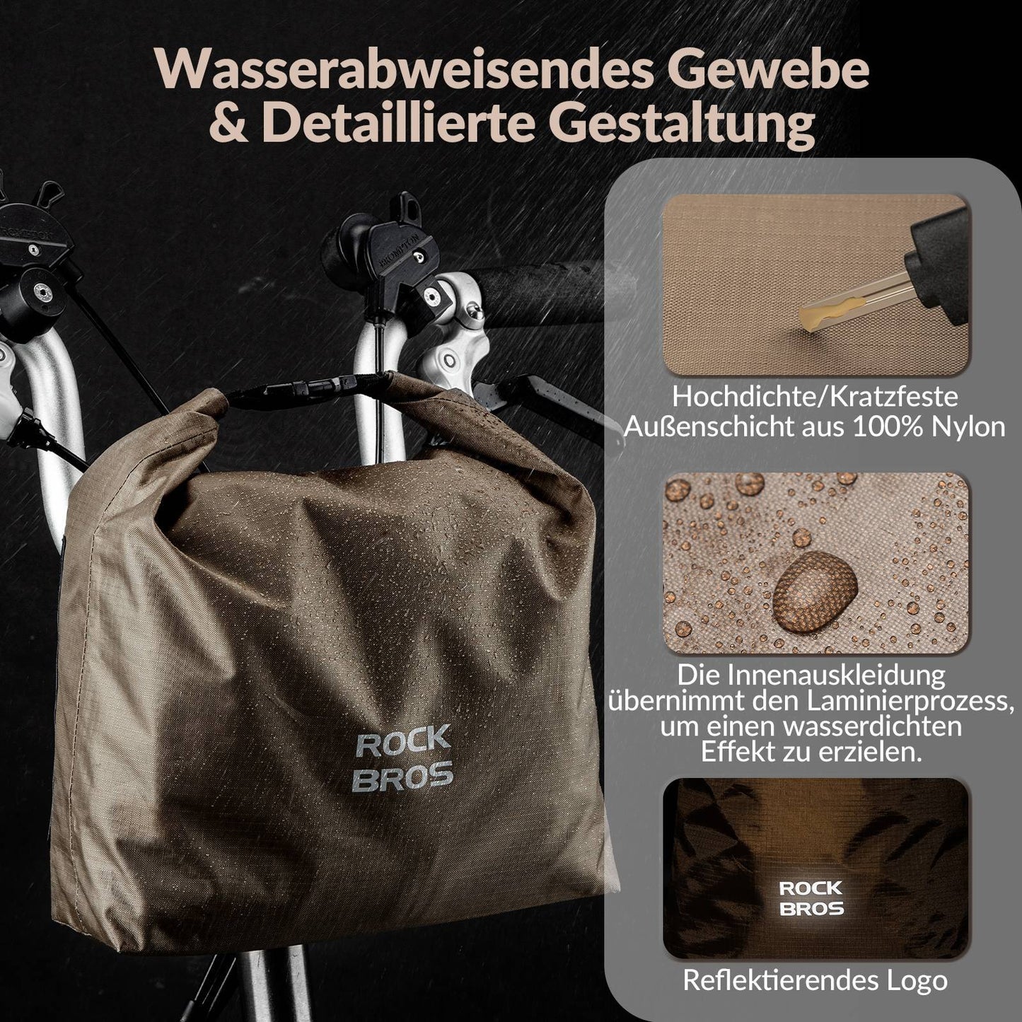 Stuurtas, waterdichte fietsmand, voortas, verstelbaar 2,5L-4L, ROCKBROS
