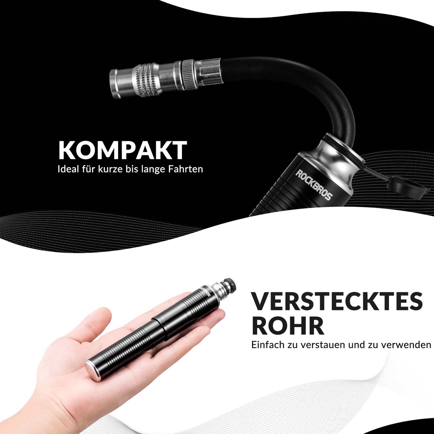 ROCKBROS aluminium handpomp voor Schrader- en Presta-ventielen