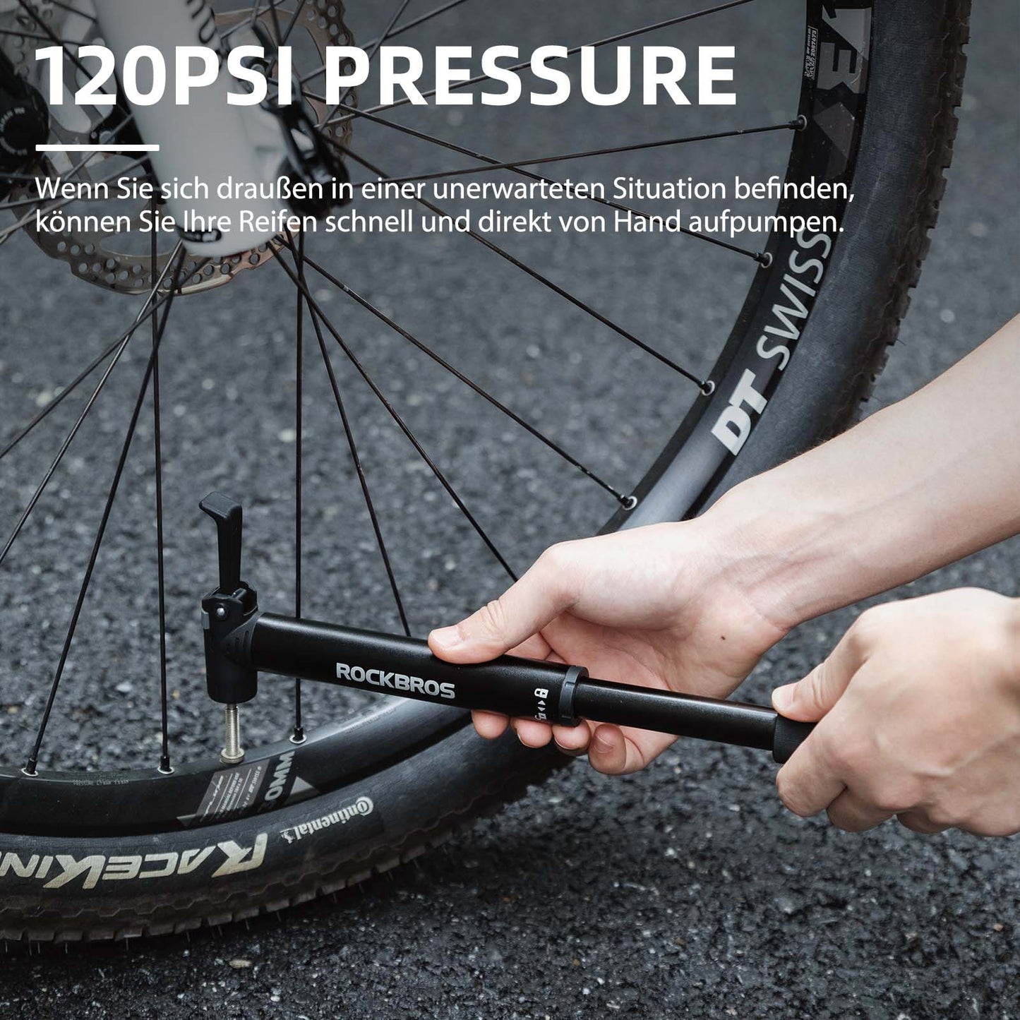 Mini fietspomp met ratelsleutel, 80 PSI, aluminium, ROCKBROS