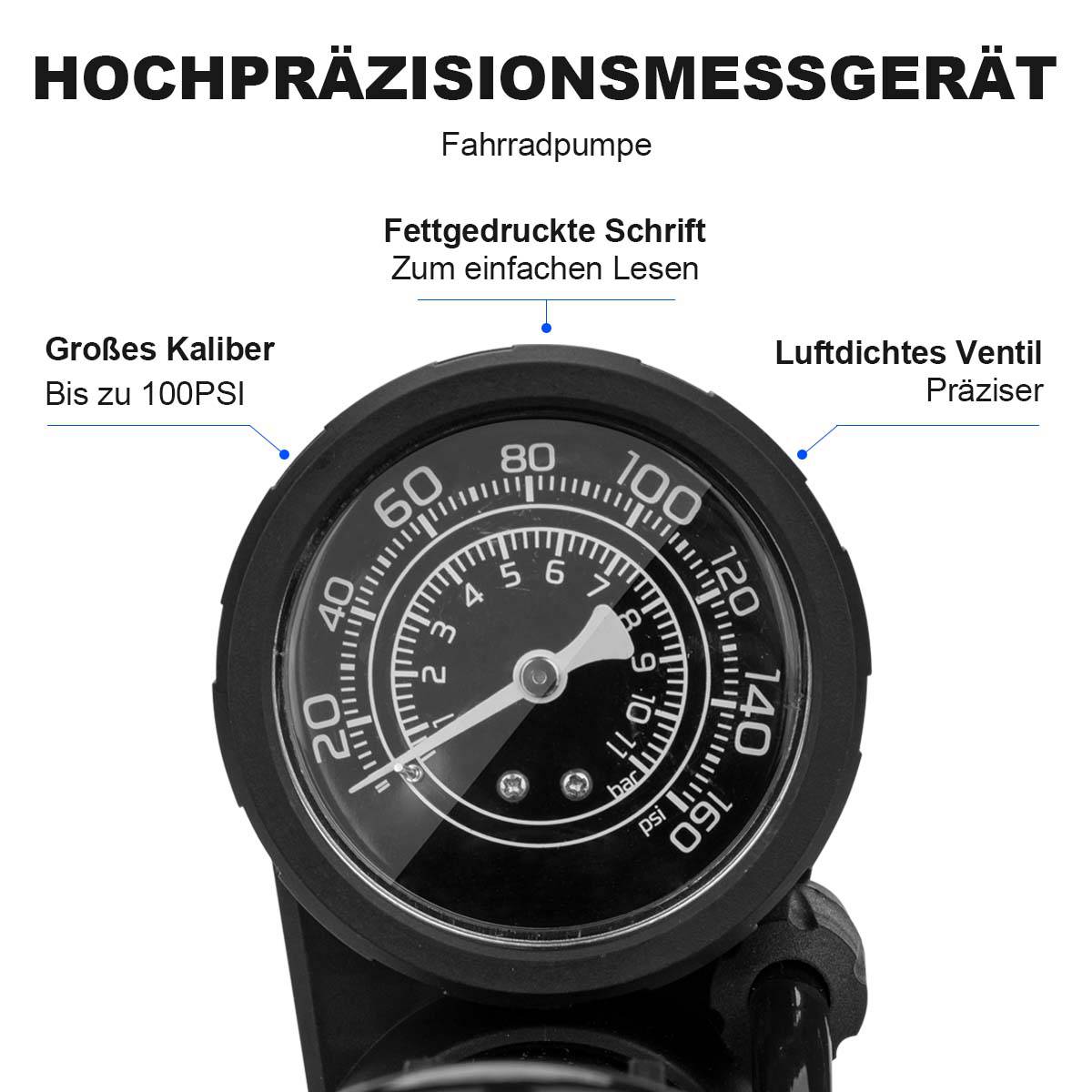 Mini voetpomp met luchtpomp en drukmeter ROCKBROS