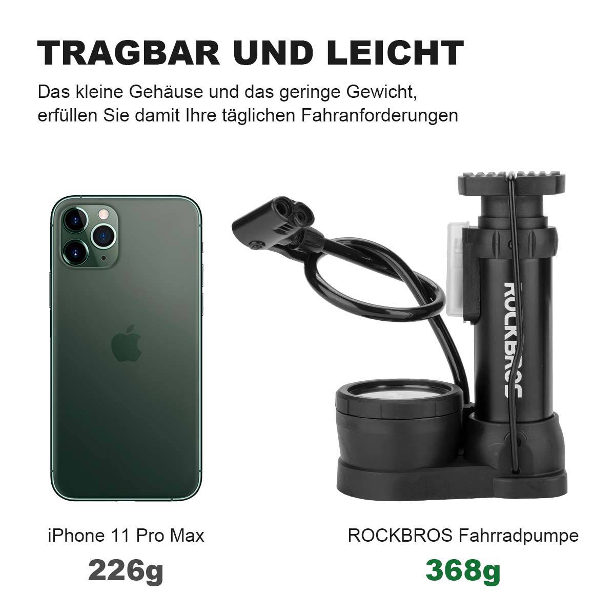 Mini voetpomp met luchtpomp en drukmeter ROCKBROS