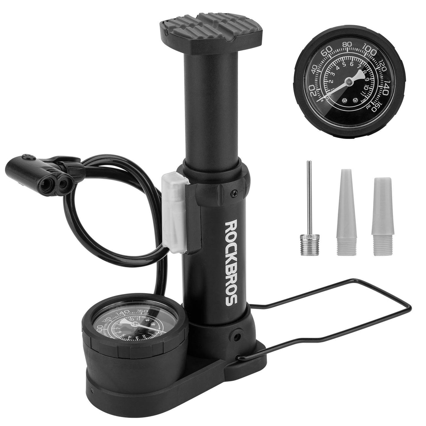 Mini voetpomp met luchtpomp en drukmeter ROCKBROS